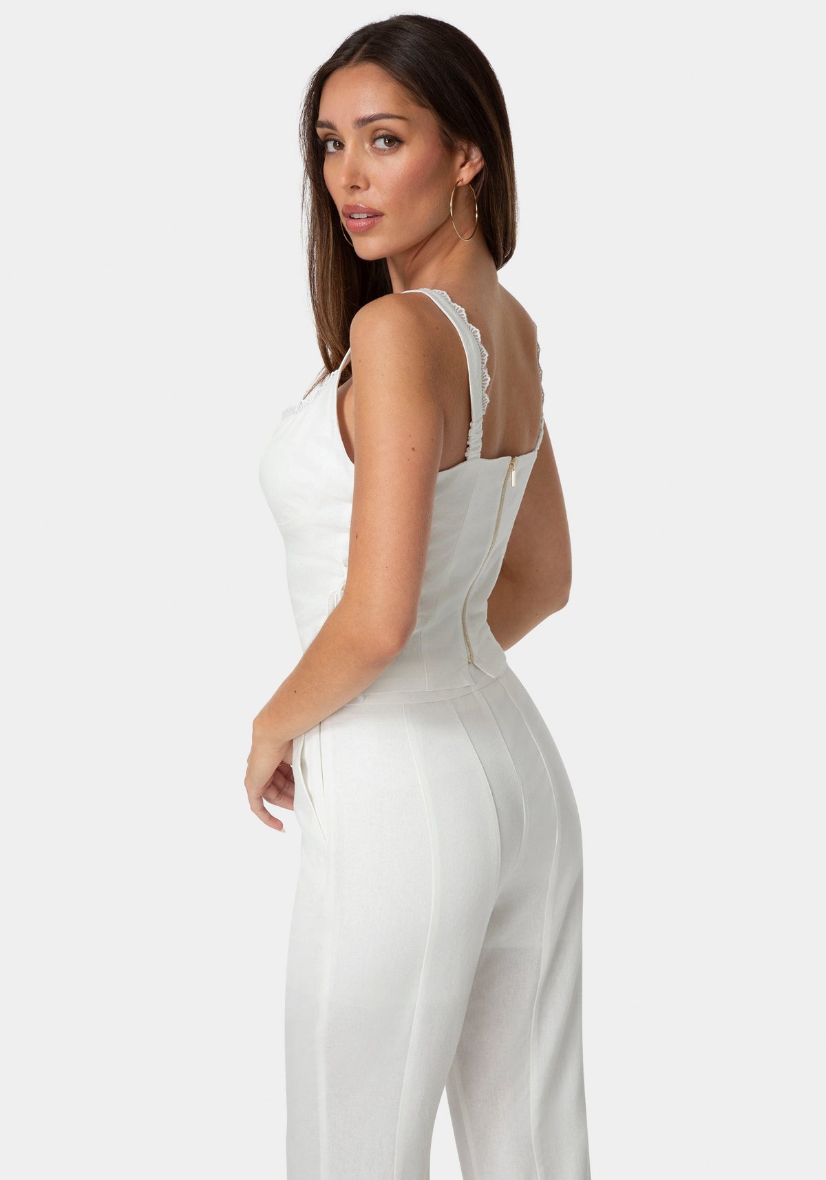 Bebe Lace-Up Linen Top