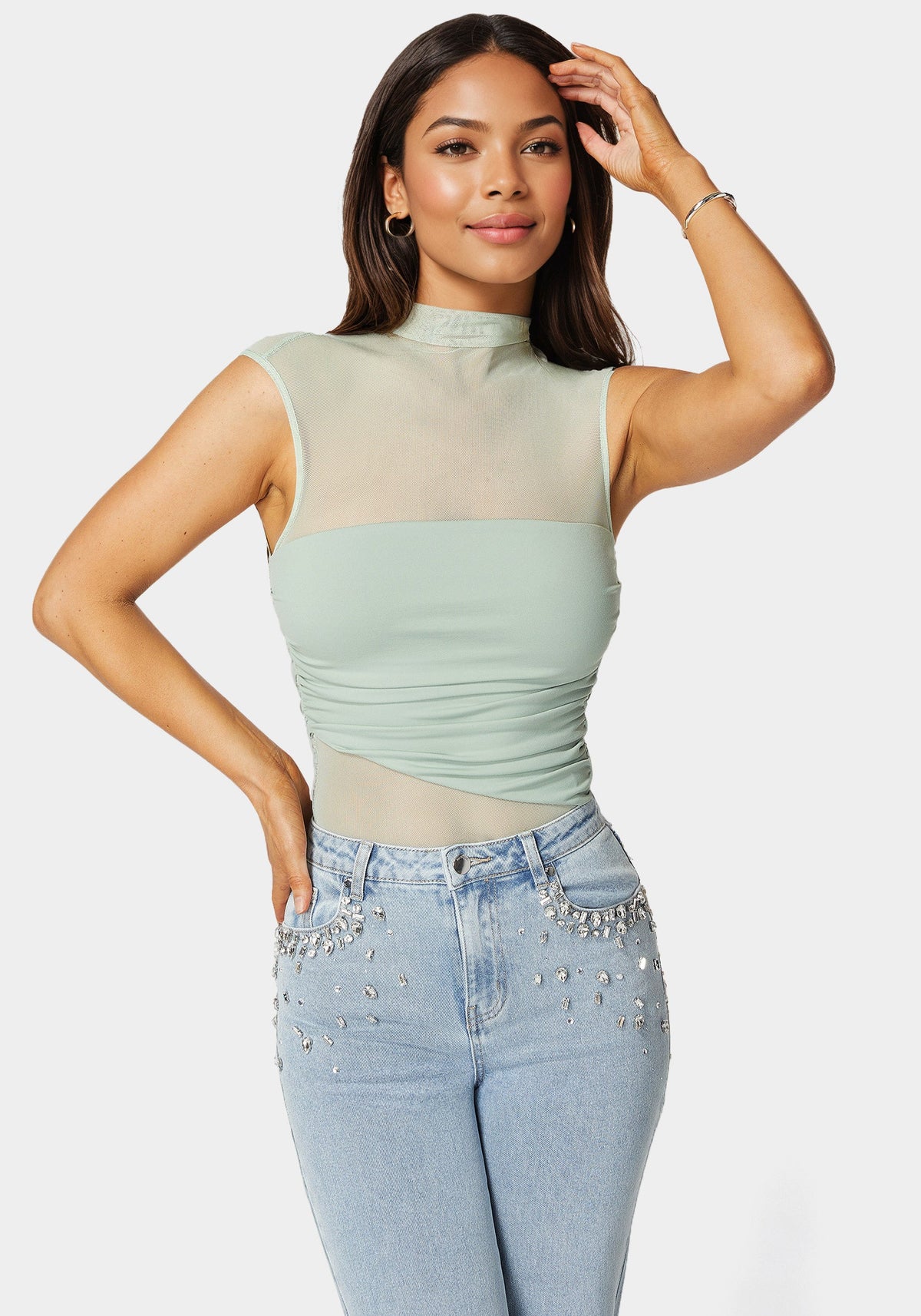 Bebe Draped Knit Bodysuit