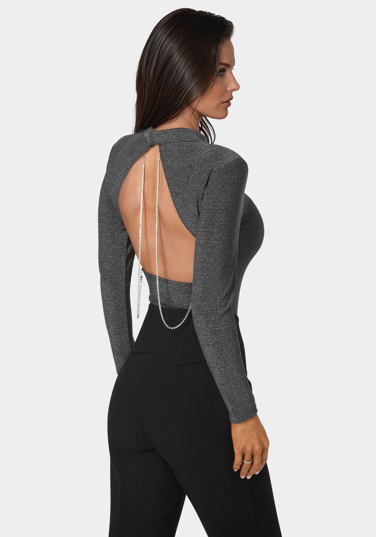 Bebe Glittery Back Jewel Bodysuit