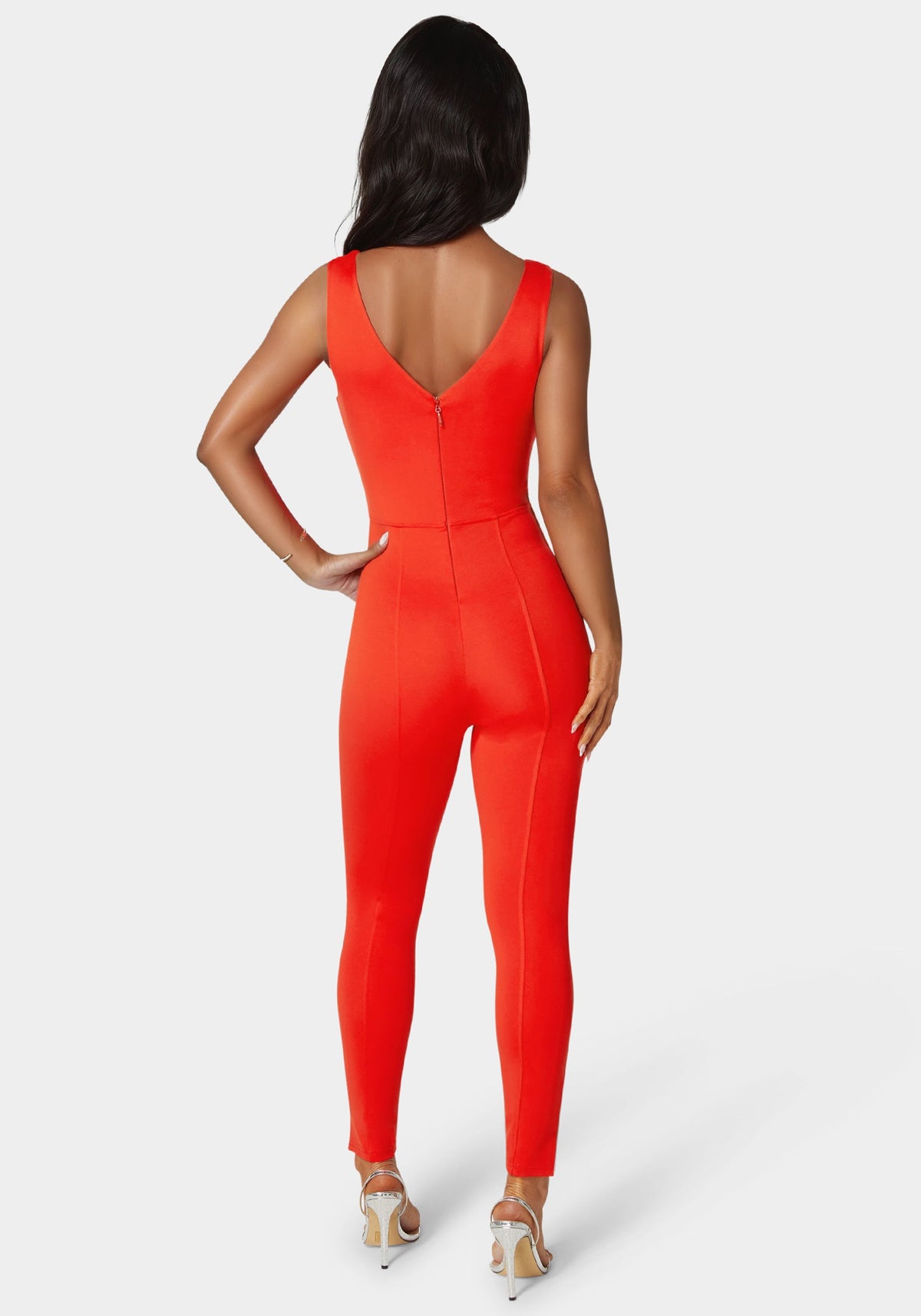 Bebe Trim Detail V-Neck Catsuit