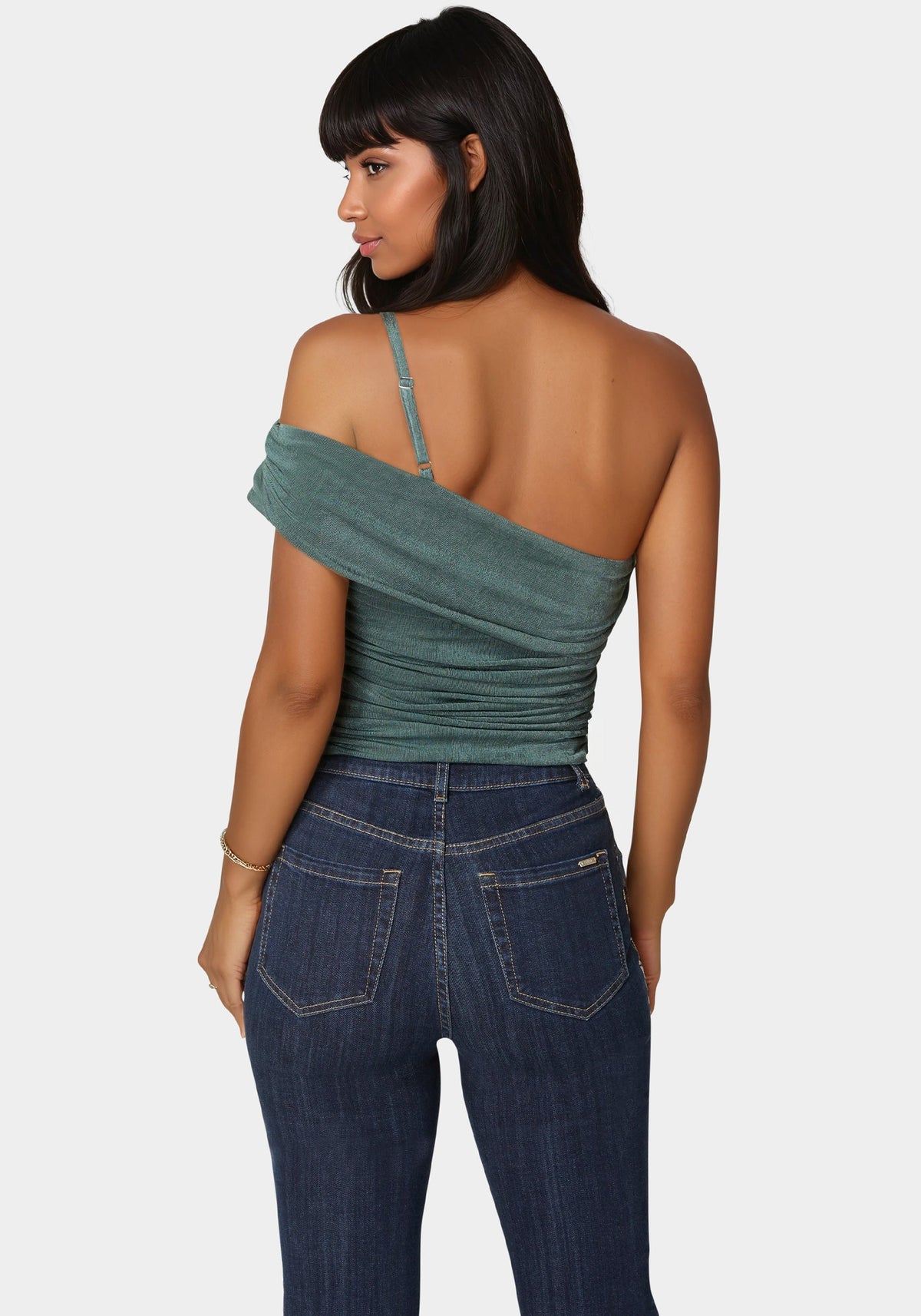 Bebe Embellished One Shoulder Knit Top