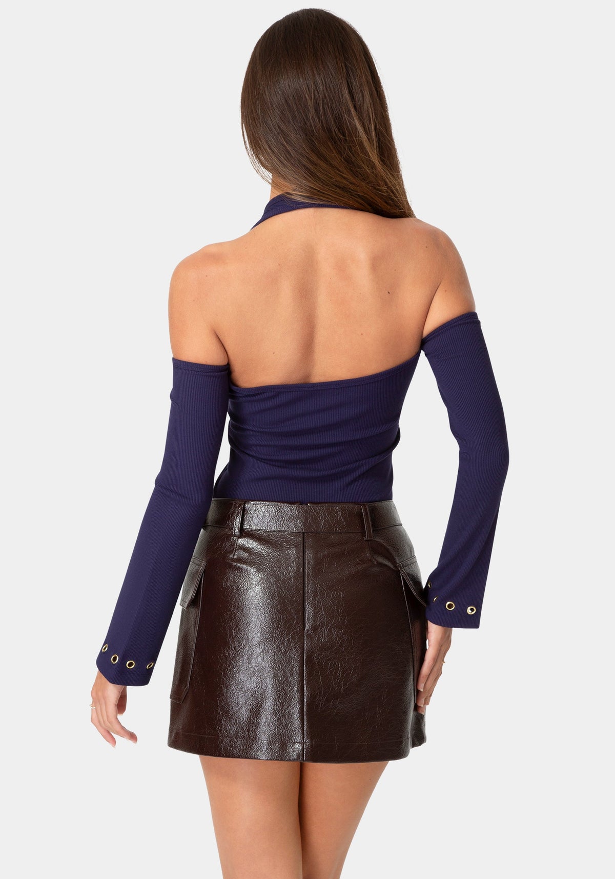 Gold Eyelet Long Sleeve Top