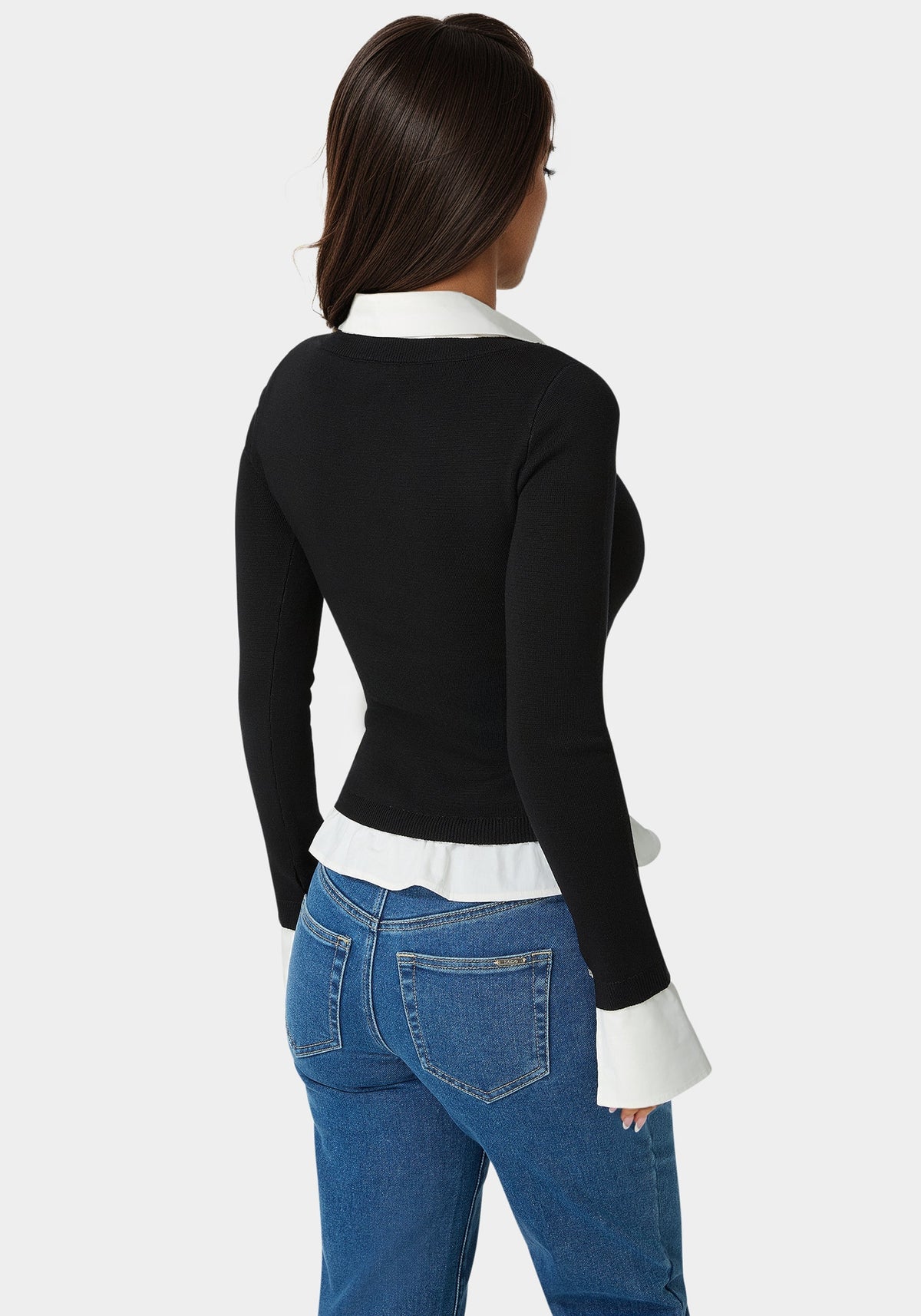 Bebe Poplin Combo Fooler Sweater