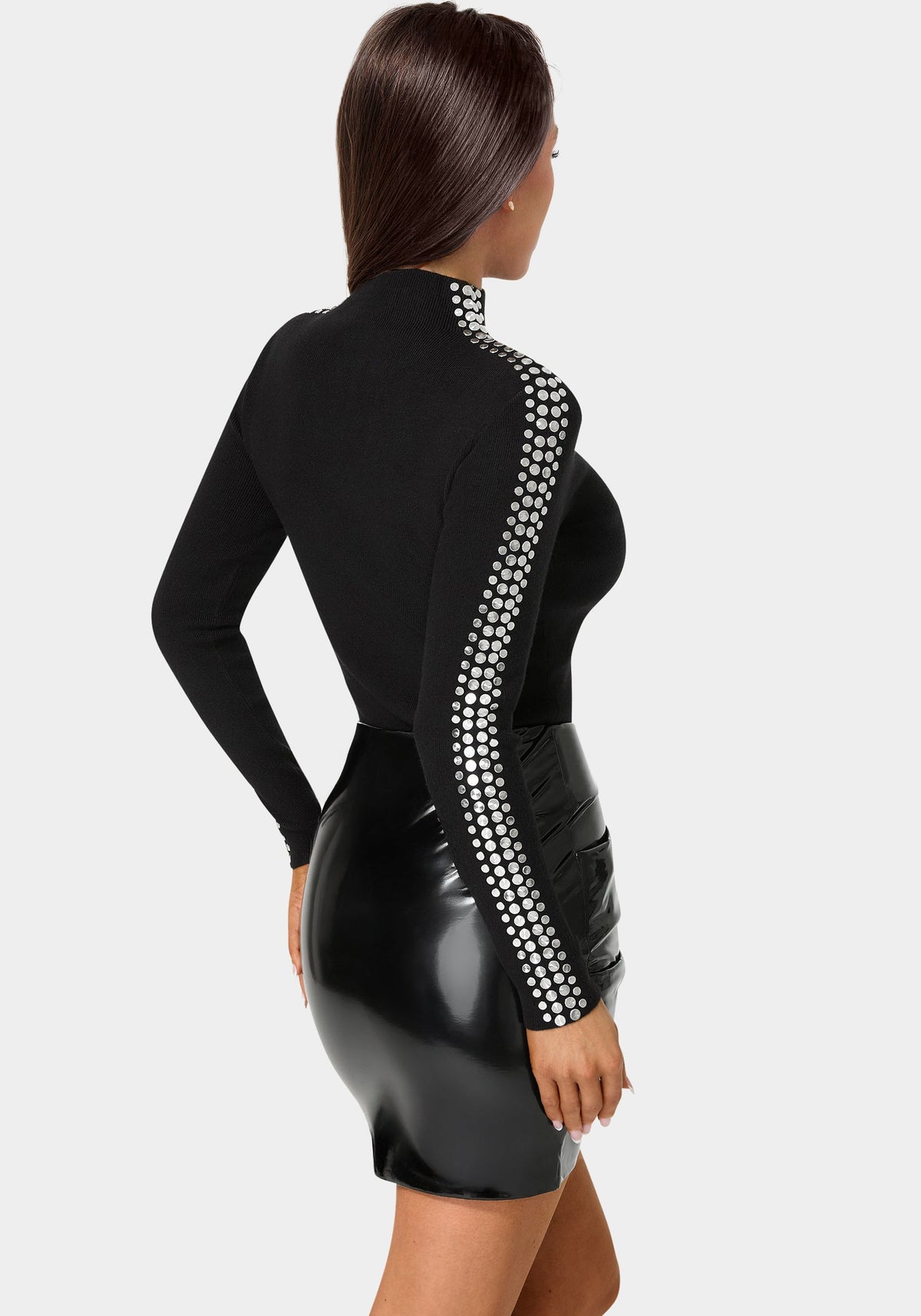 Bebe Studded Long Sleeve Sweater