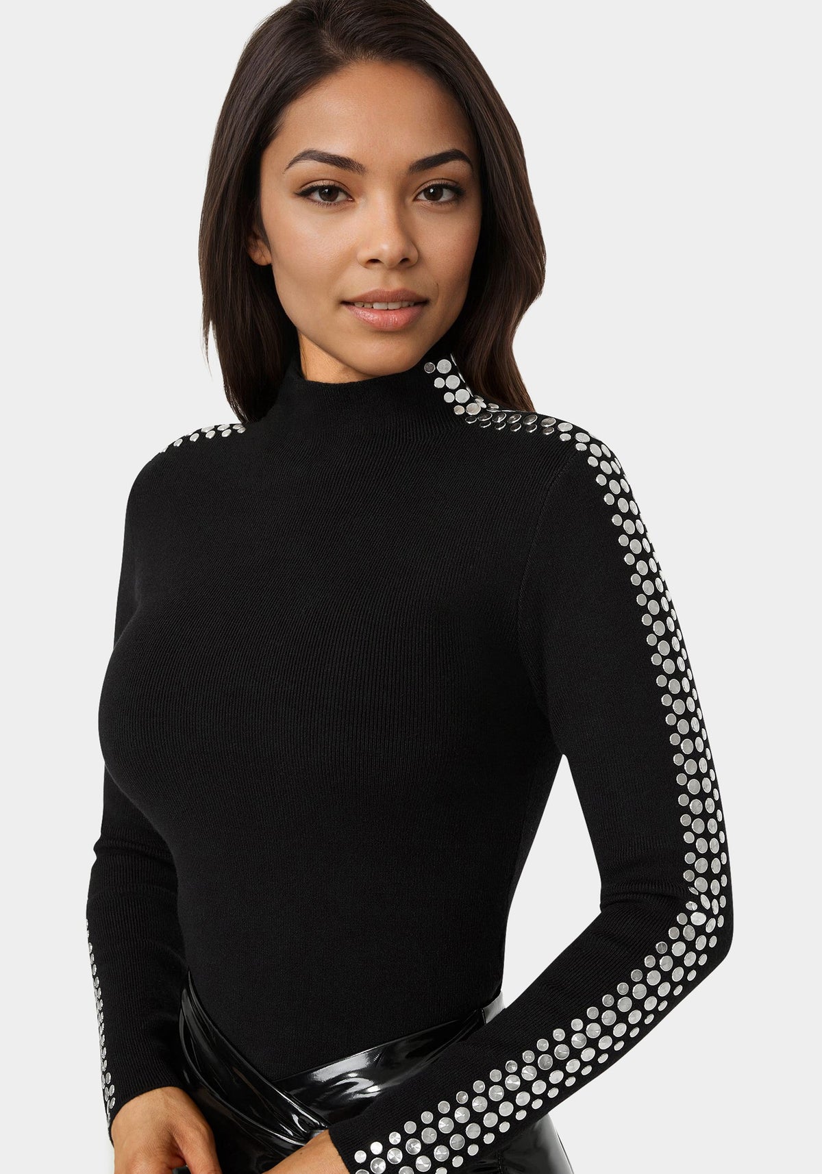 Bebe Studded Long Sleeve Sweater