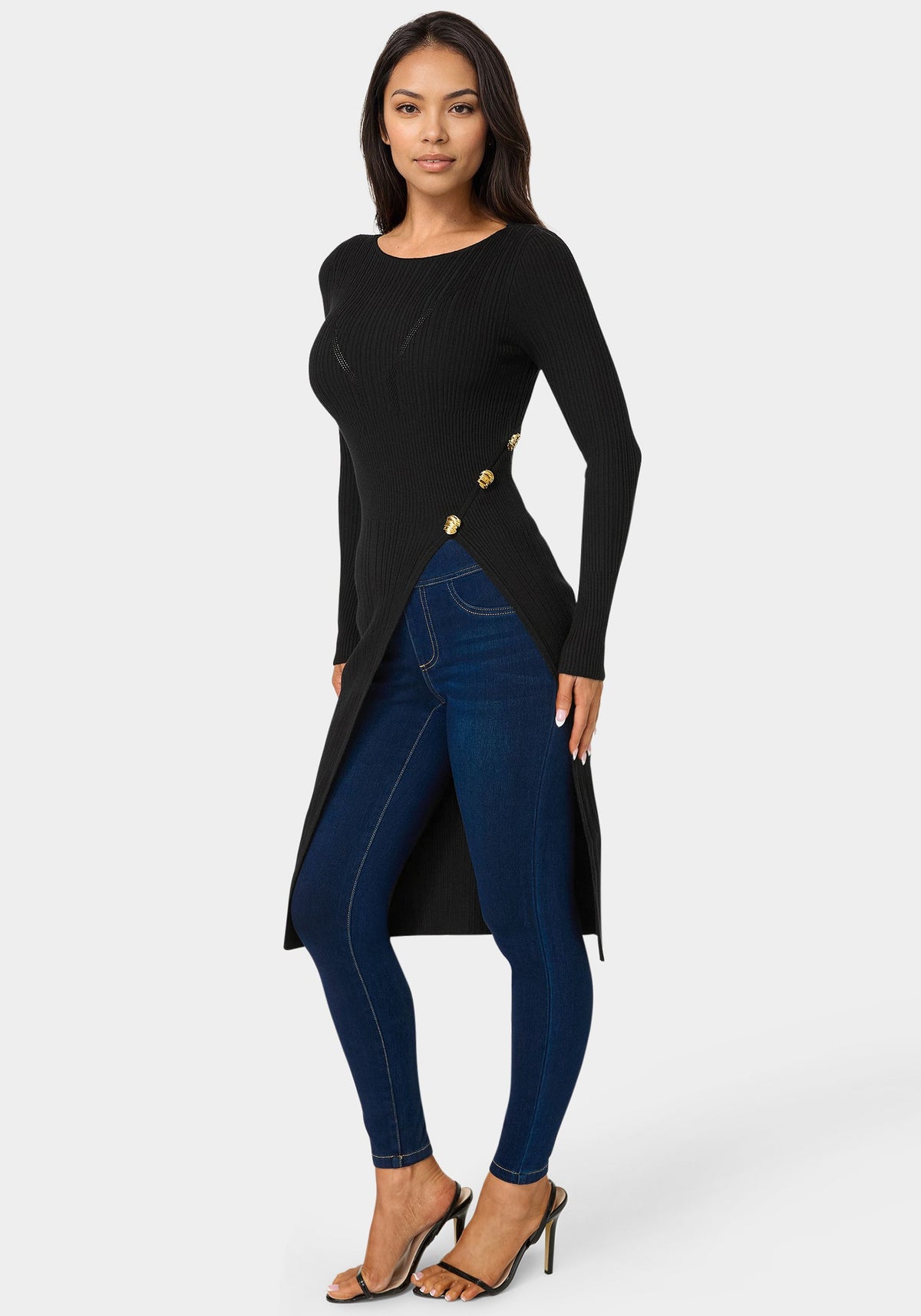 Bebe Long Body Side Slit Sweater