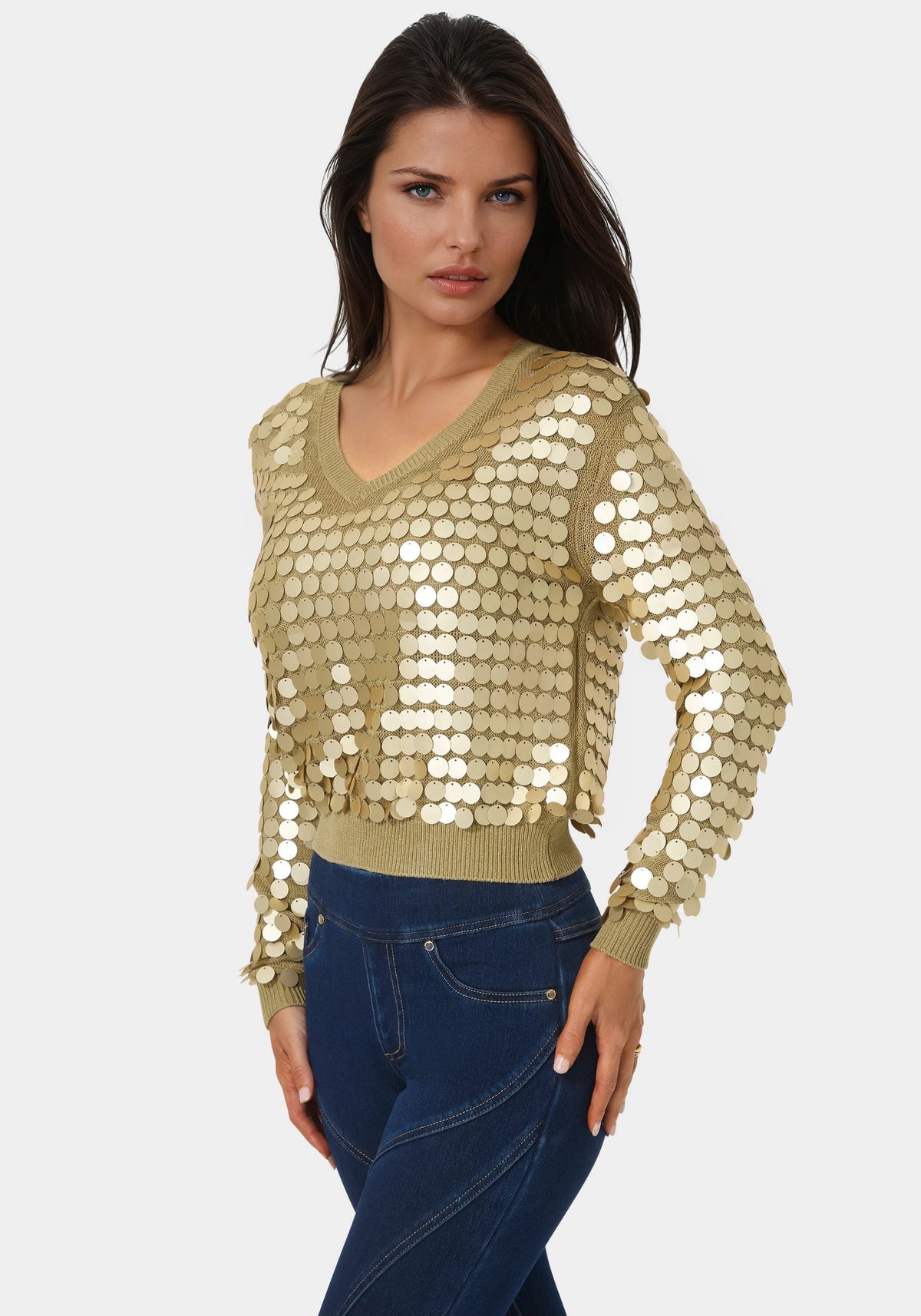 Bebe Metallic Sequin Sweater