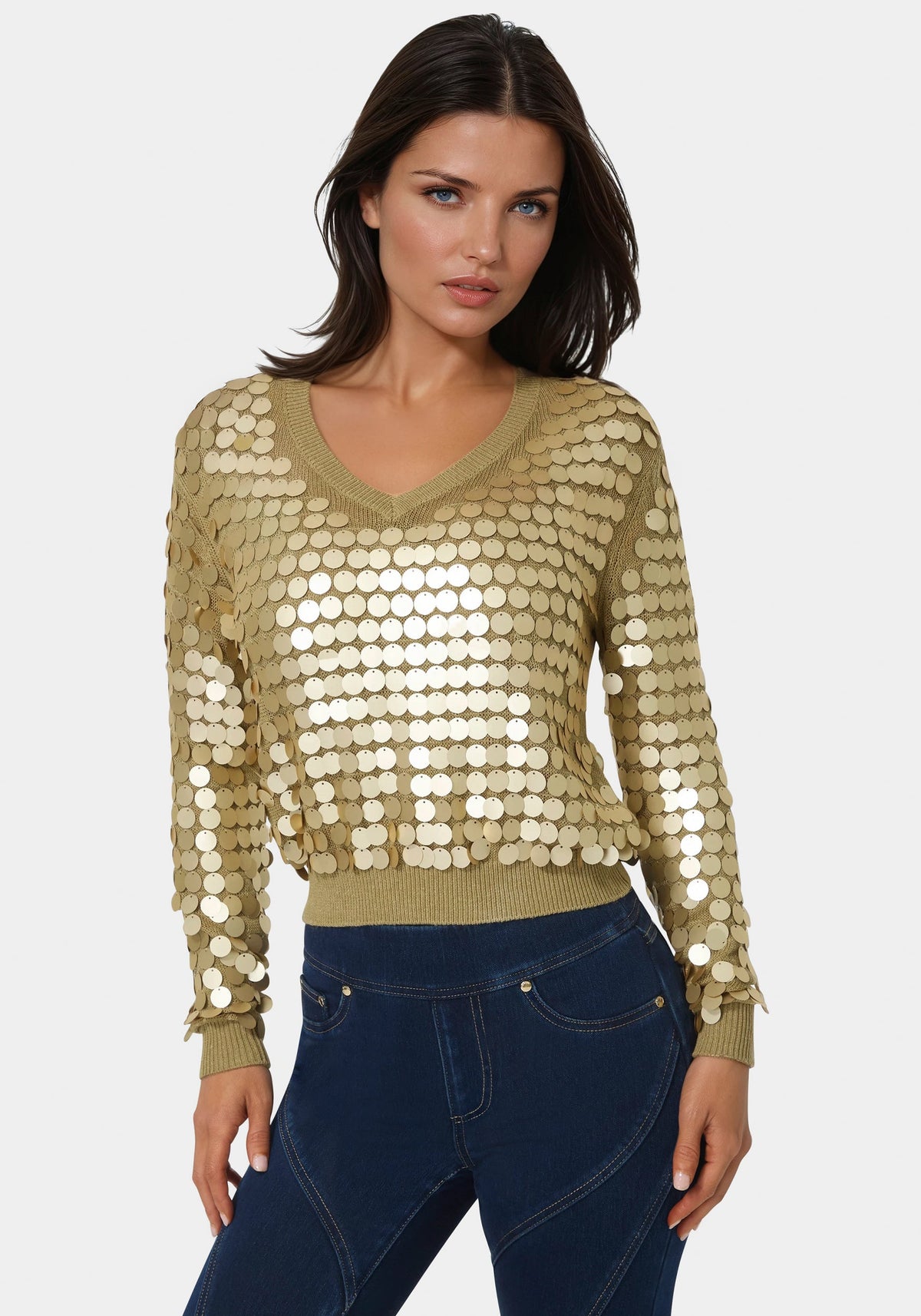 Bebe Metallic Sequin Sweater