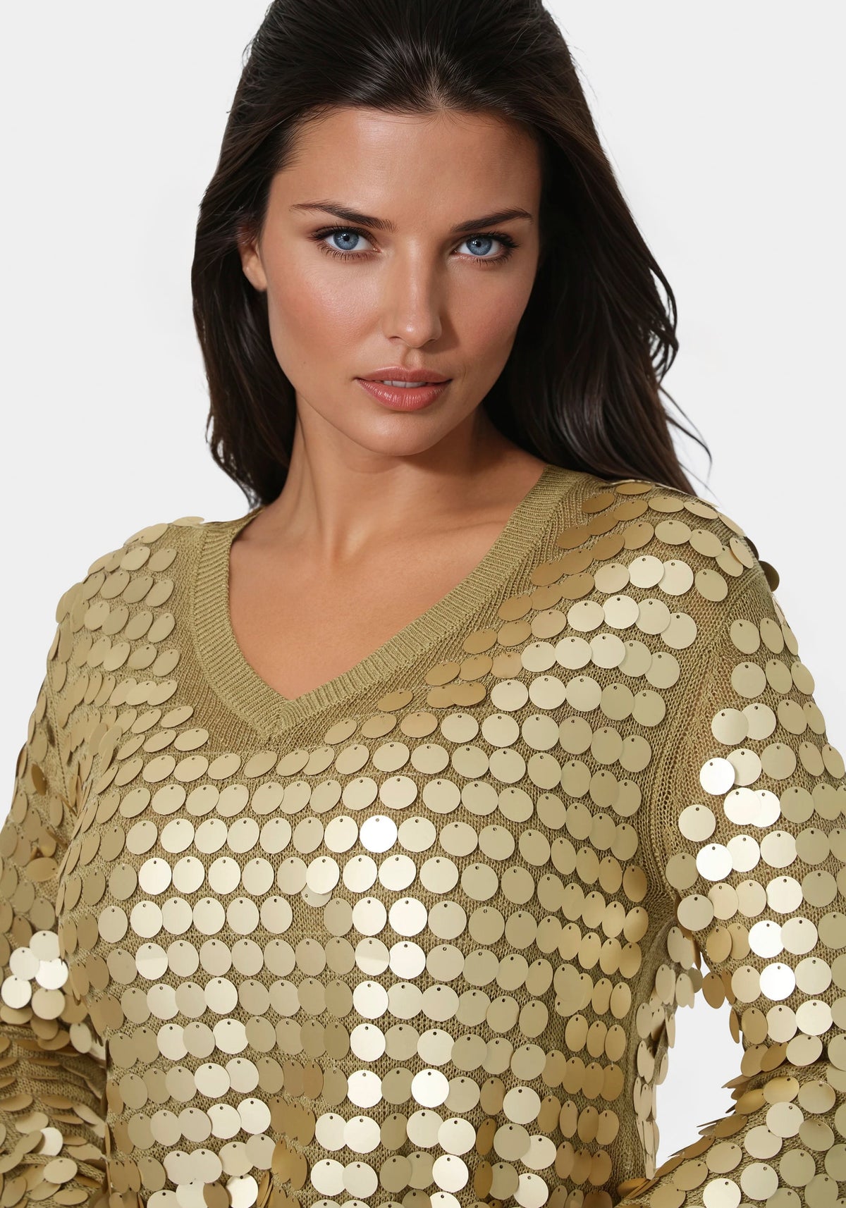 Bebe Metallic Sequin Sweater