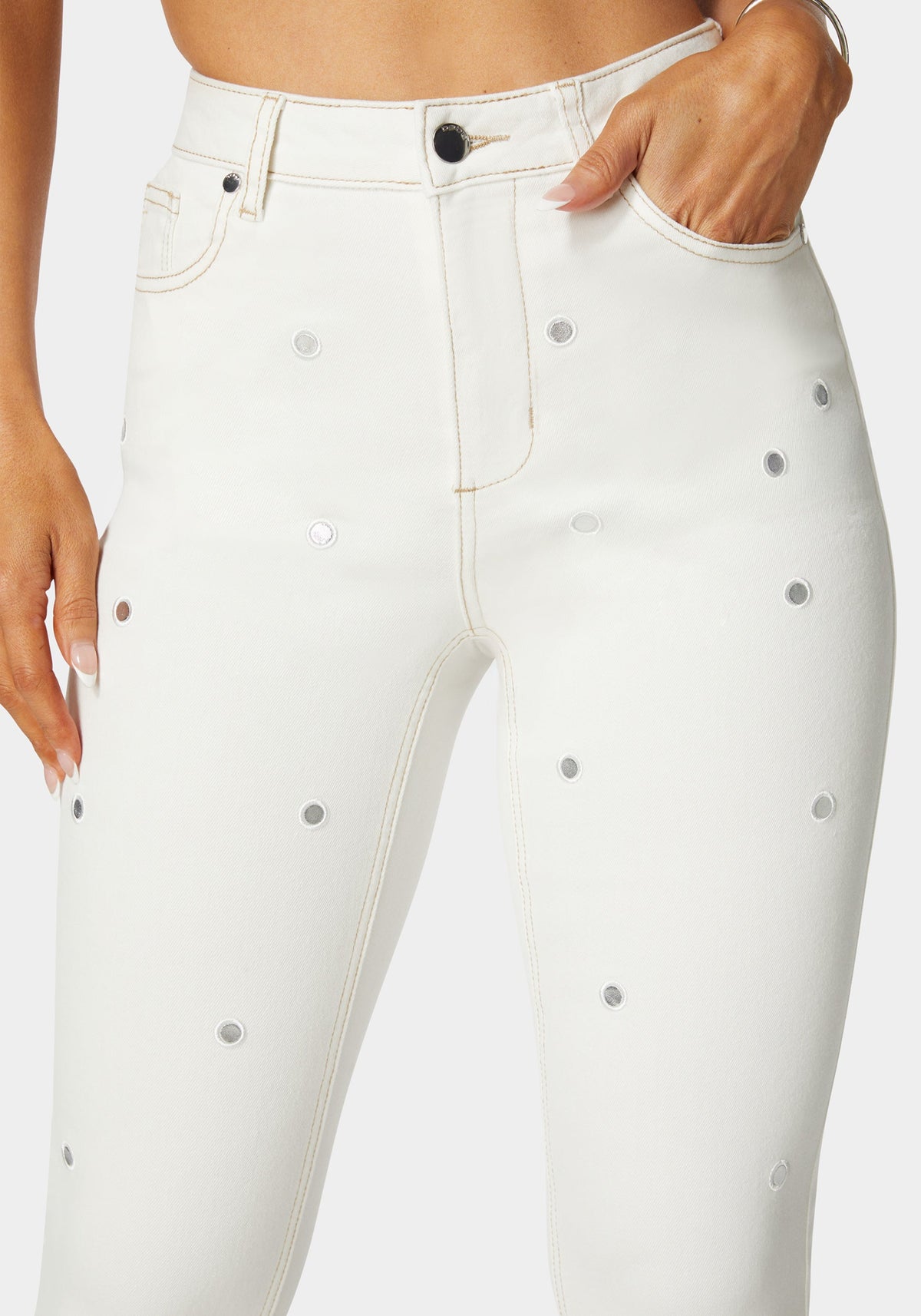 Bebe High-Waist Mirror Effect Skinny Jeans