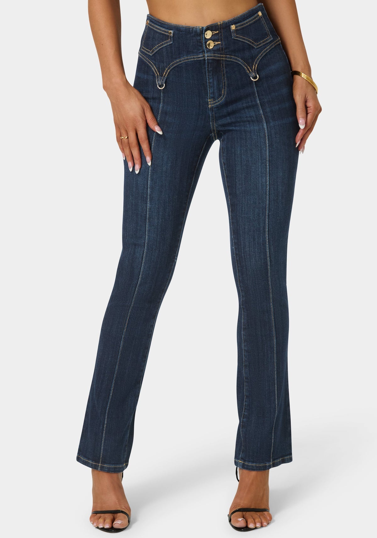 Bebe Natural Waist Mini Bootcut Leg Jeans