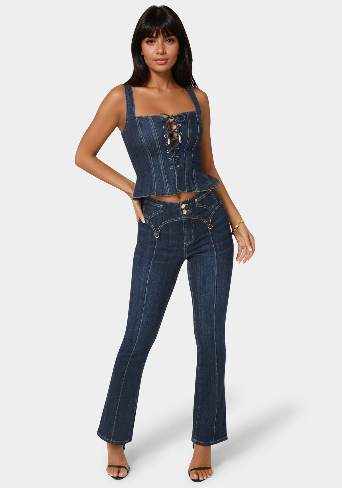 Bebe Natural Waist Mini Bootcut Leg Jeans