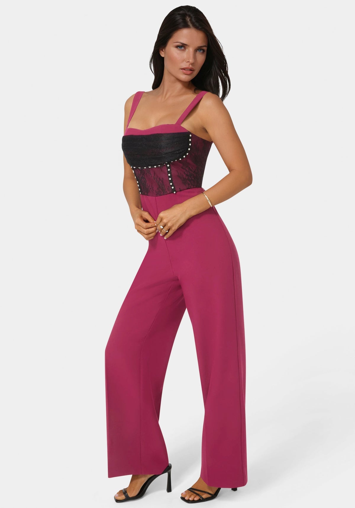 Bebe Lace Piecing Corset Jumpsuit