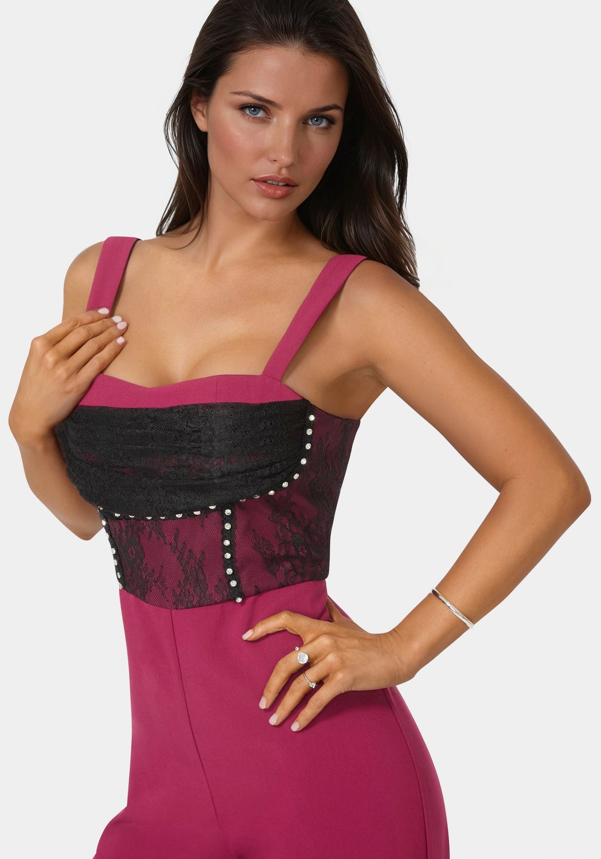 Bebe Lace Piecing Corset Jumpsuit