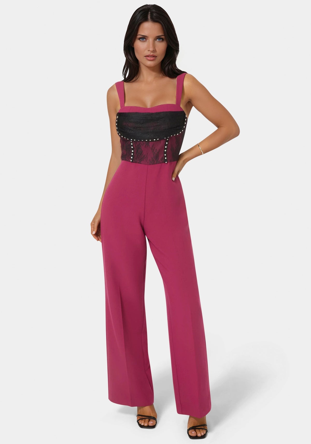 Bebe Lace Piecing Corset Jumpsuit