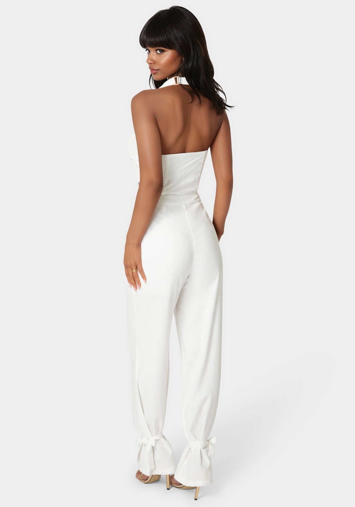Bebe Tailored Vest Style Halter Jumpsuit