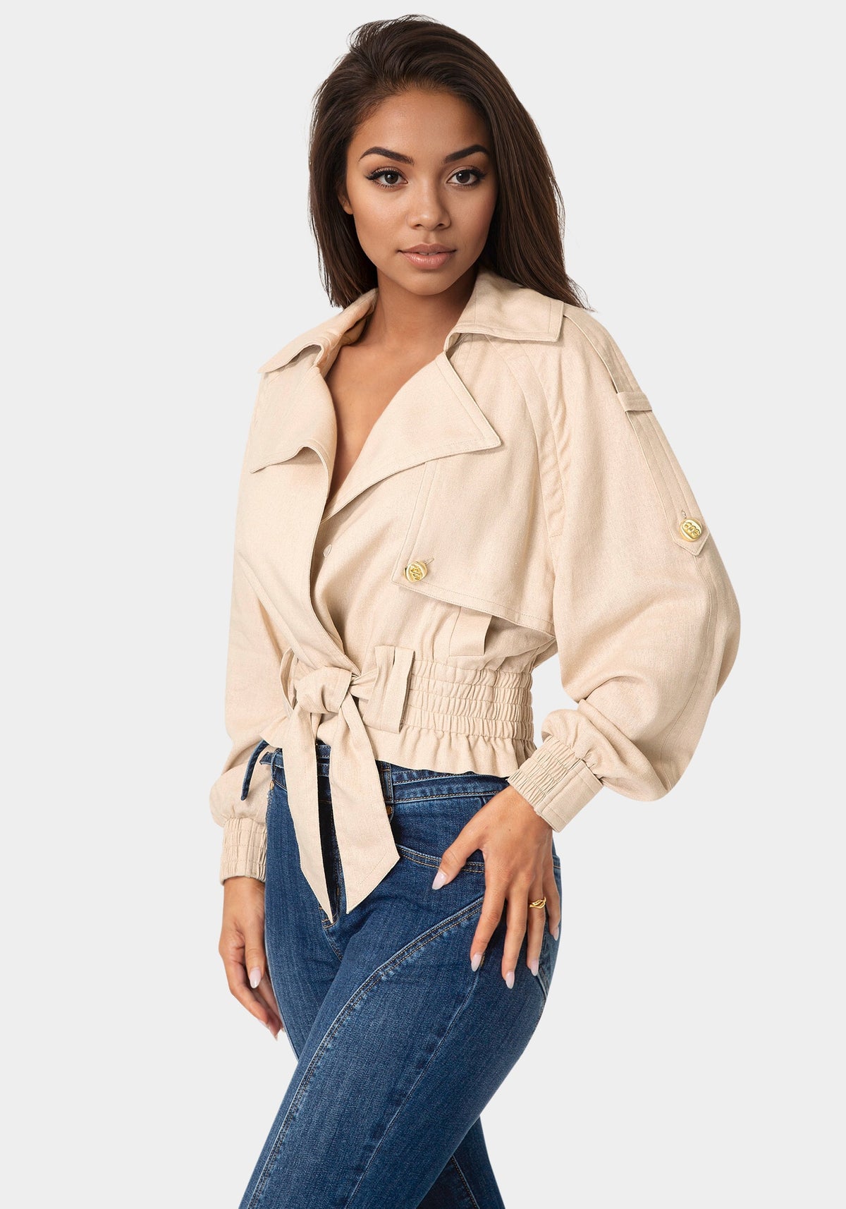 Bebe Cropped Trench Jacket