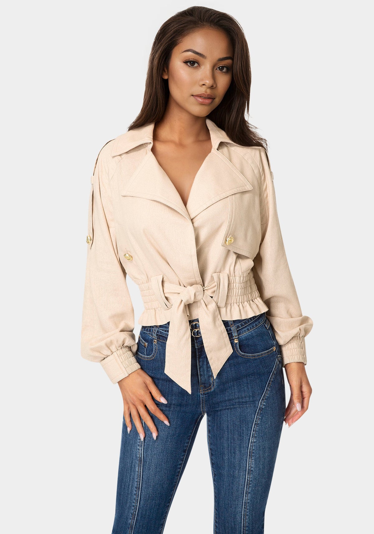 Bebe Cropped Trench Jacket