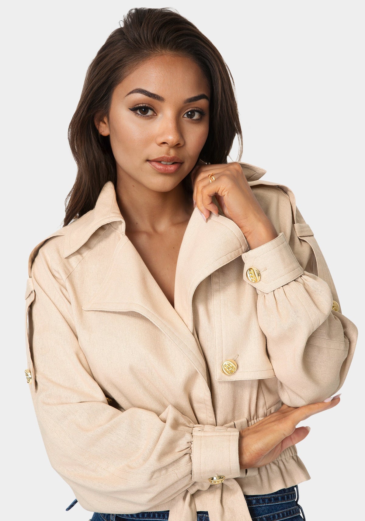 Bebe Cropped Trench Jacket