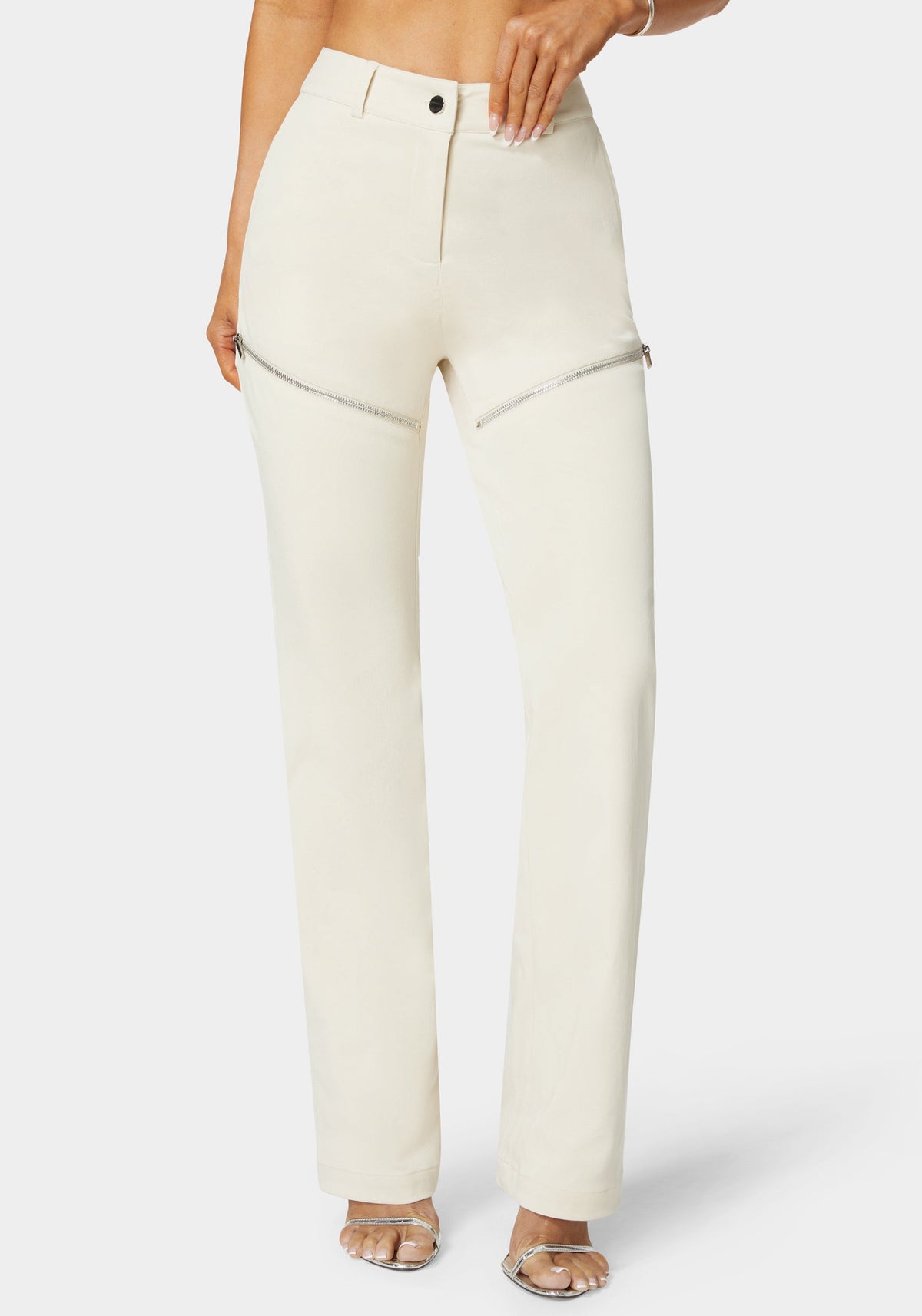 Bebe Zipper Detail Mini Bootcut Trousers