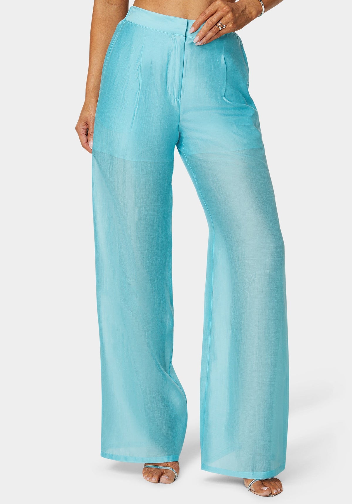 Bebe High-Waist Palazzo-Leg Pull-On Trousers