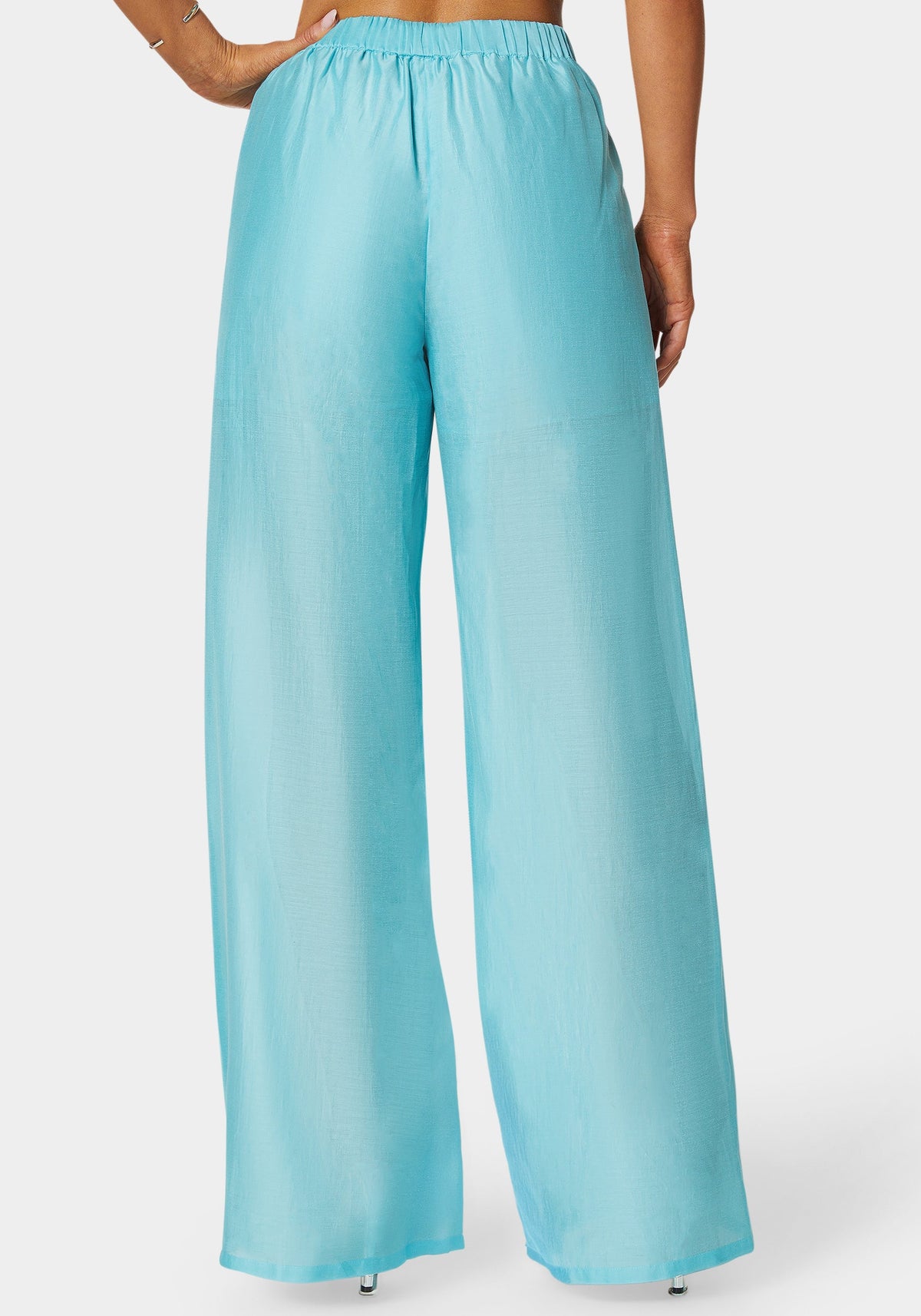 Bebe High-Waist Palazzo-Leg Pull-On Trousers