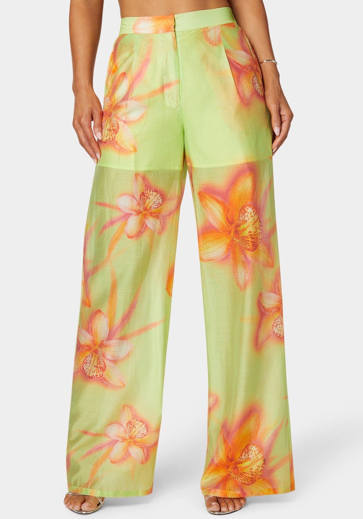 Bebe High-Waist Palazzo-Leg Pull-On Trousers