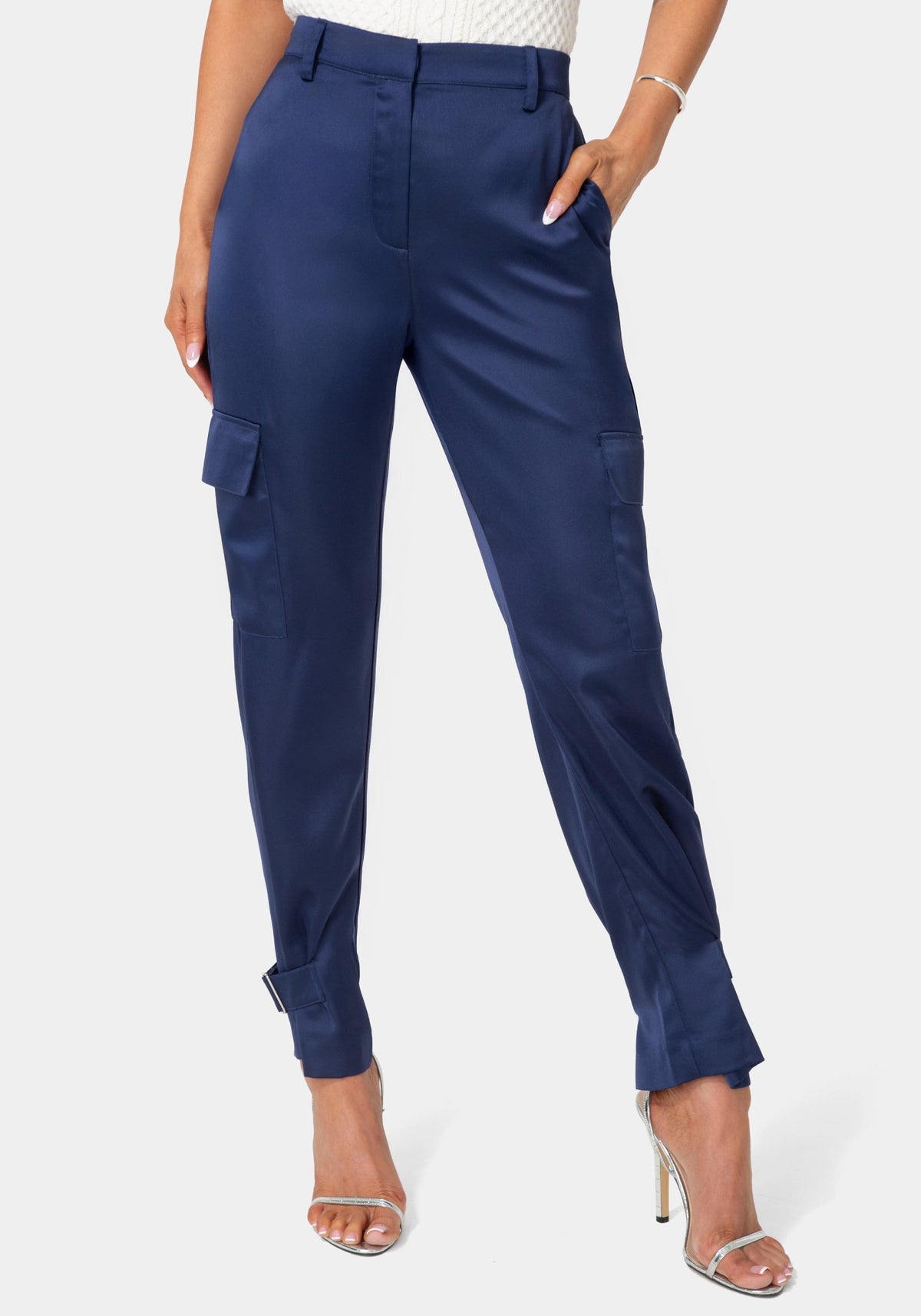 Bebe Satin Cargo Jogger