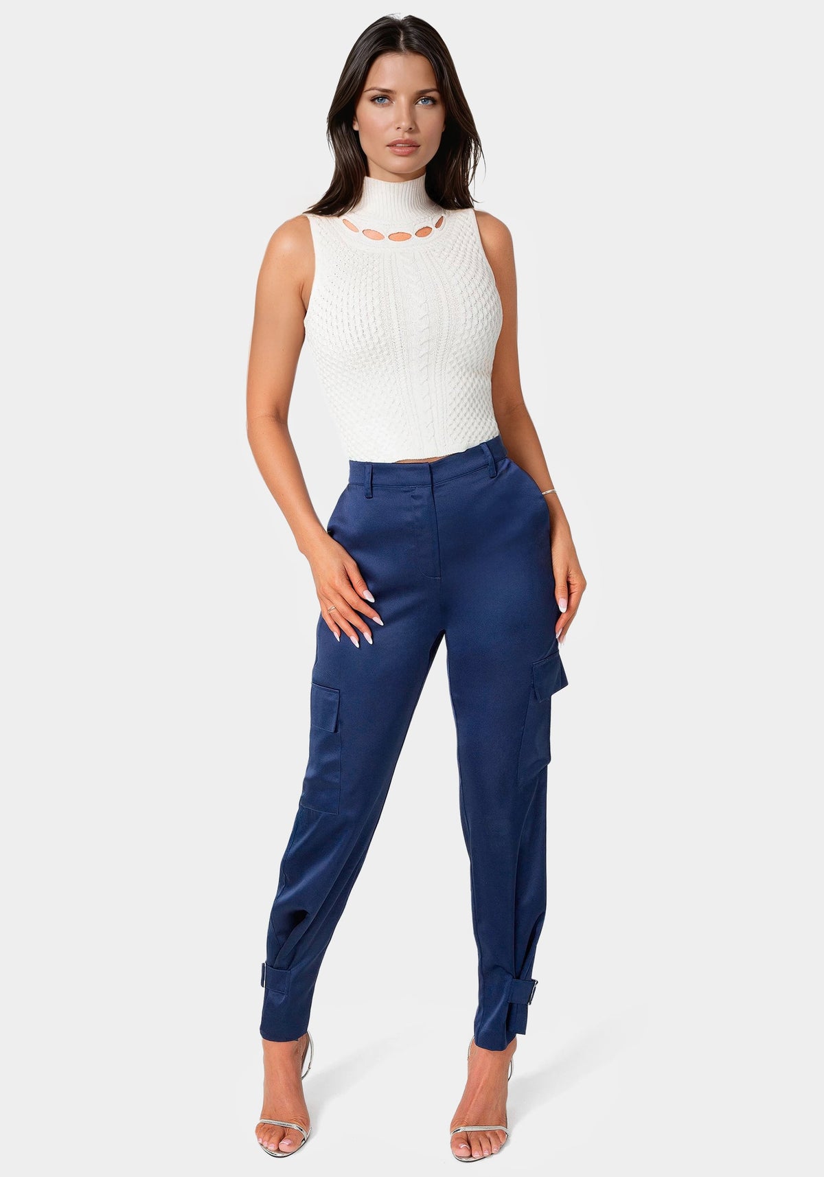 Bebe Satin Cargo Jogger