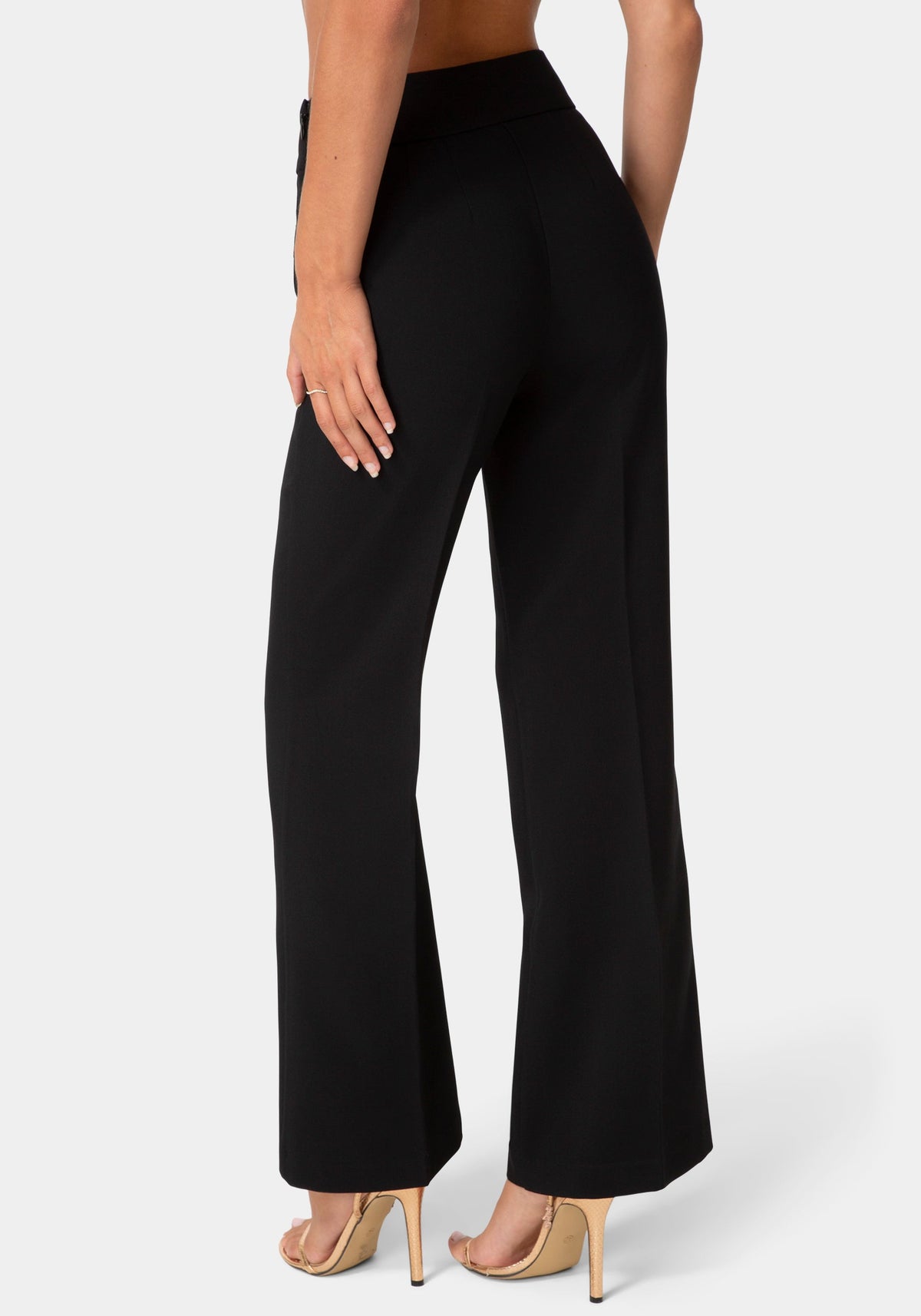High Waist Gold Eyelet Straight Leg Pants