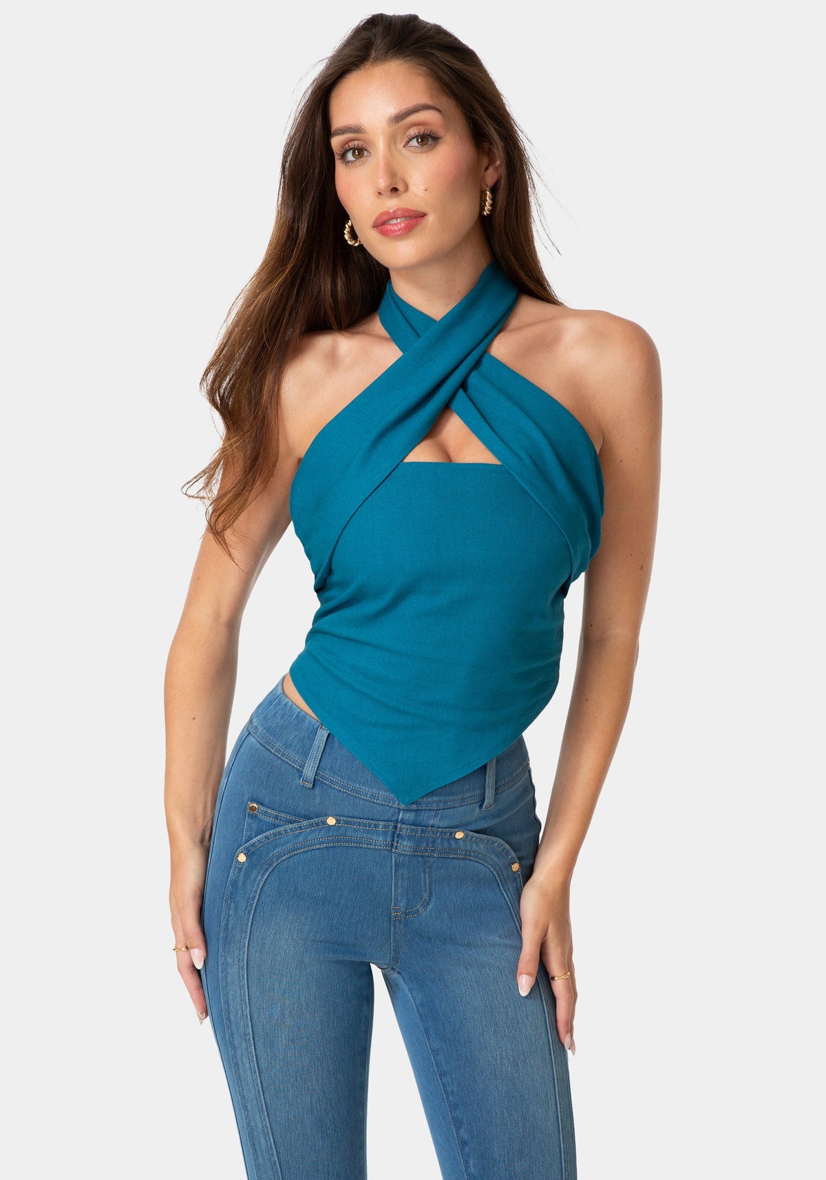 Bebe Versatile Scarf Linen Top