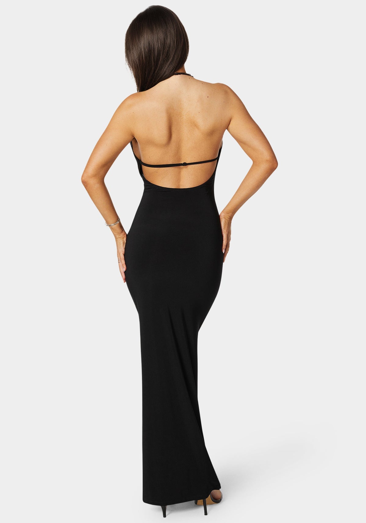 Bebe Plunge Neck Cowl Maxi Dress