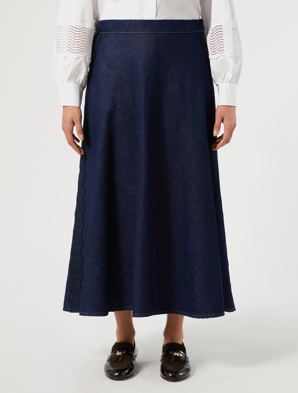 Marina Rinaldi Embroidered Denim Skirt