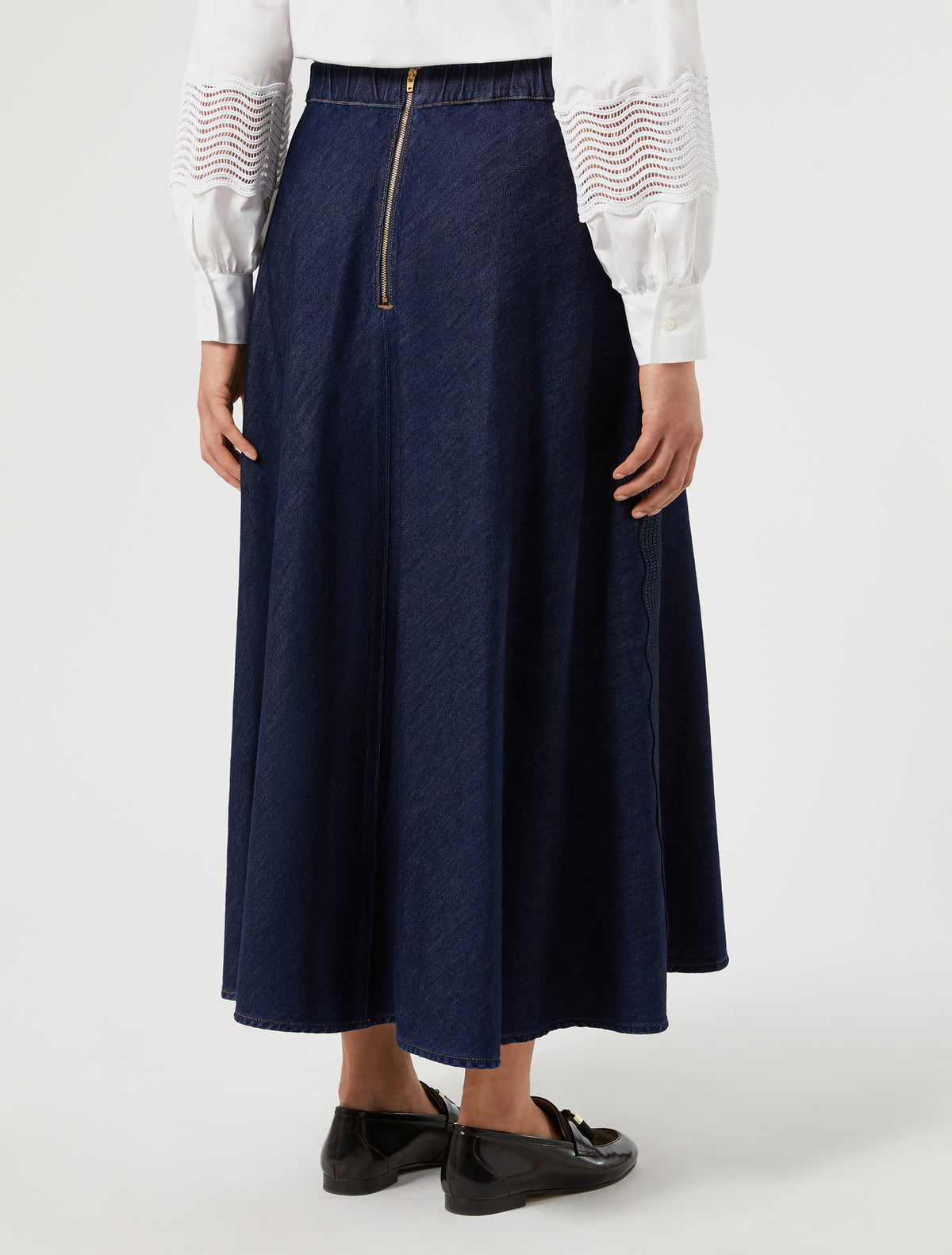 Marina Rinaldi Embroidered Denim Skirt