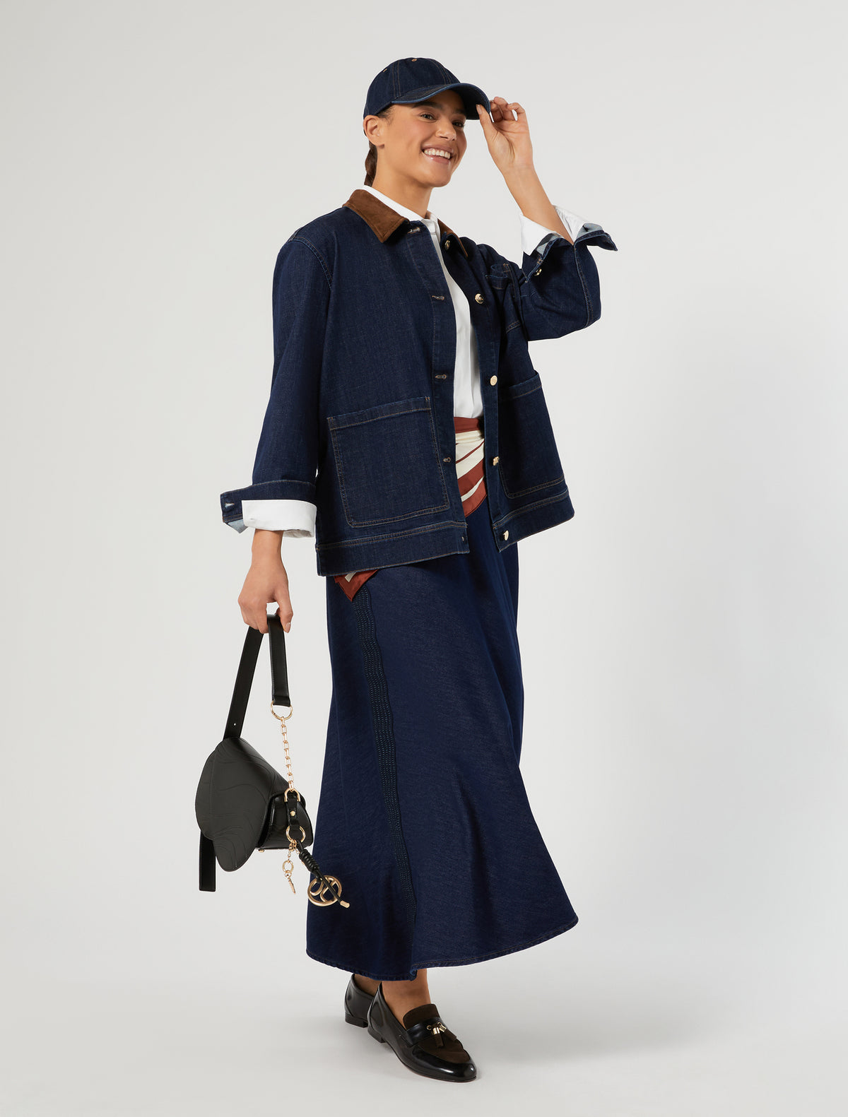 Marina Rinaldi Embroidered Denim Skirt