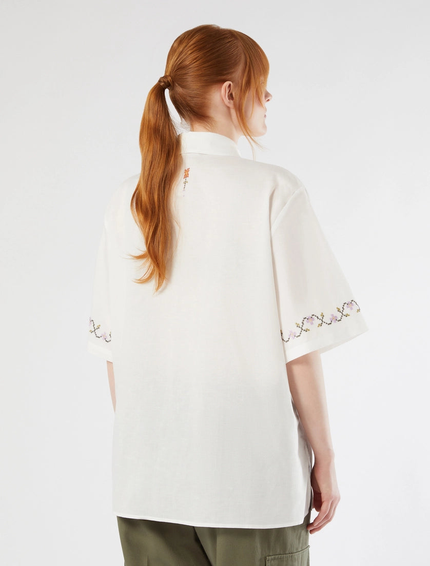 Marina Rinaldi Embroidered cotton canvas shirt