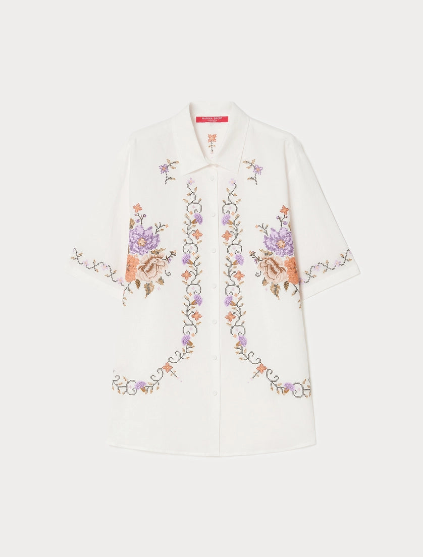 Marina Rinaldi Embroidered cotton canvas shirt