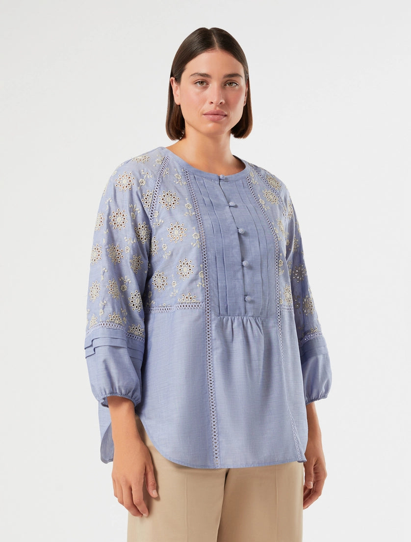 Marina Rinaldi Chambray cotton shirt with embroidery