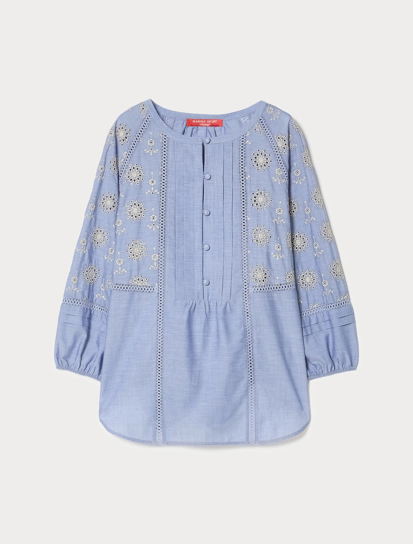 Marina Rinaldi Chambray cotton shirt with embroidery
