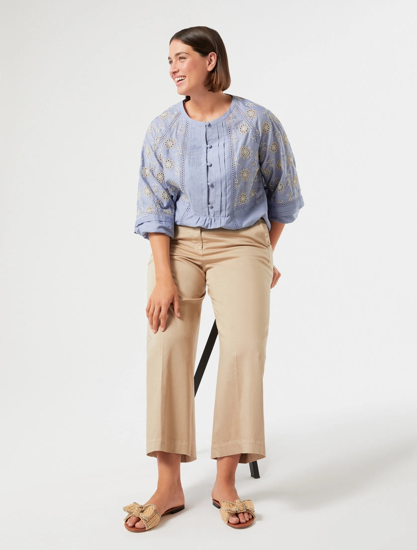 Marina Rinaldi Chambray cotton shirt with embroidery
