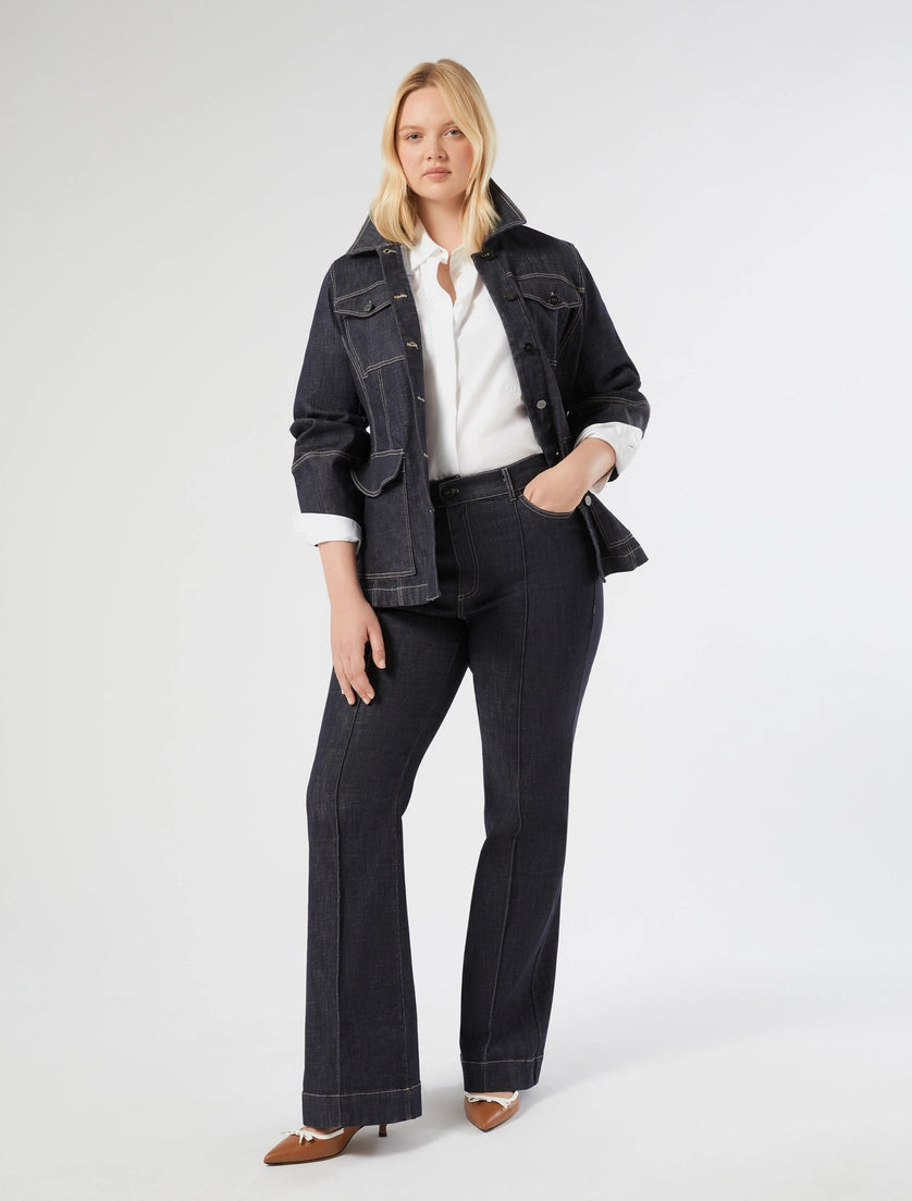 Marina Rinaldi Flared stretch cotton trousers