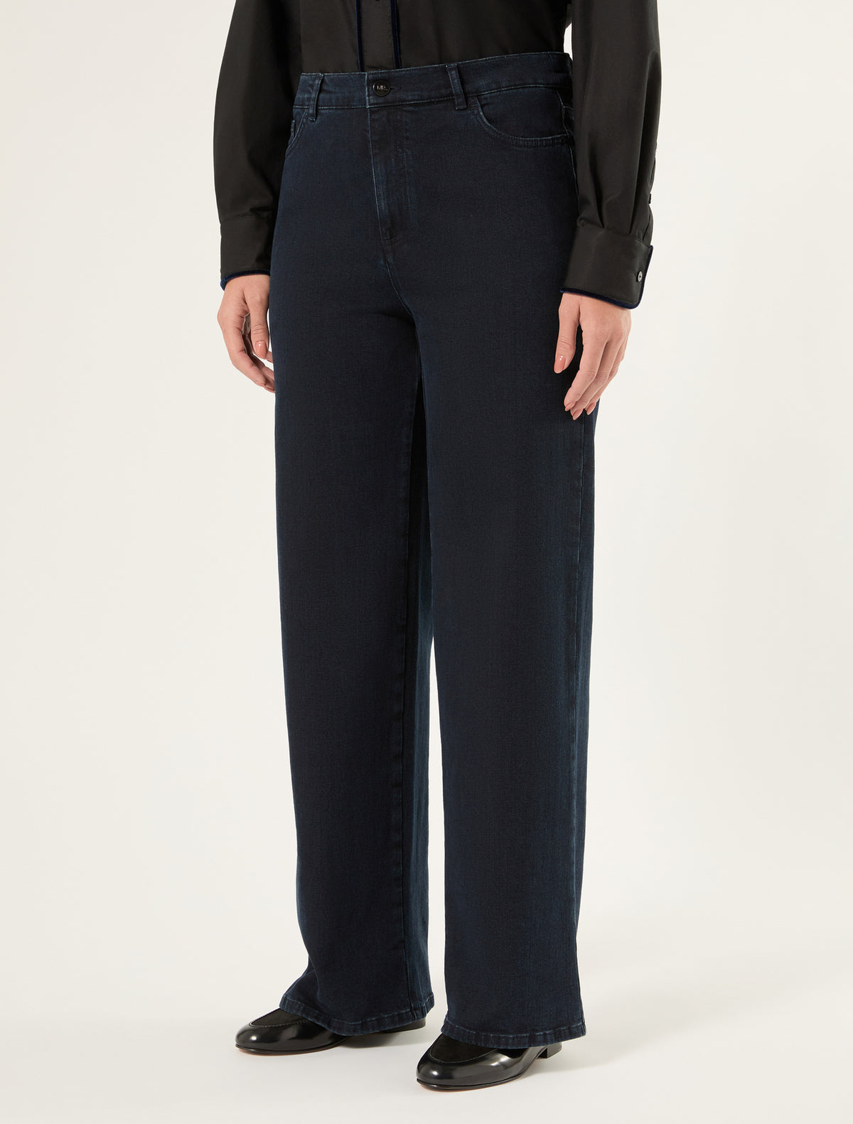 Marina Rinaldi Wide-Leg Stretch Denim Jeans