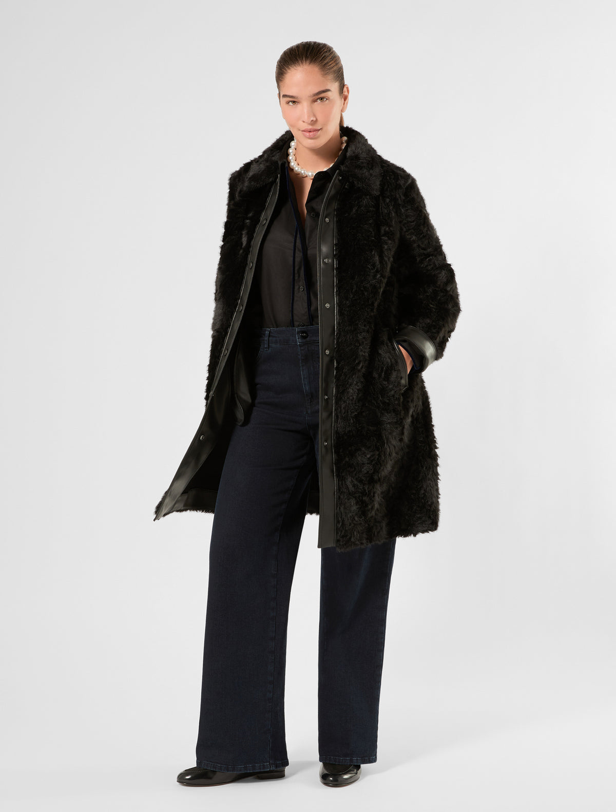 Marina Rinaldi Wide-Leg Stretch Denim Jeans