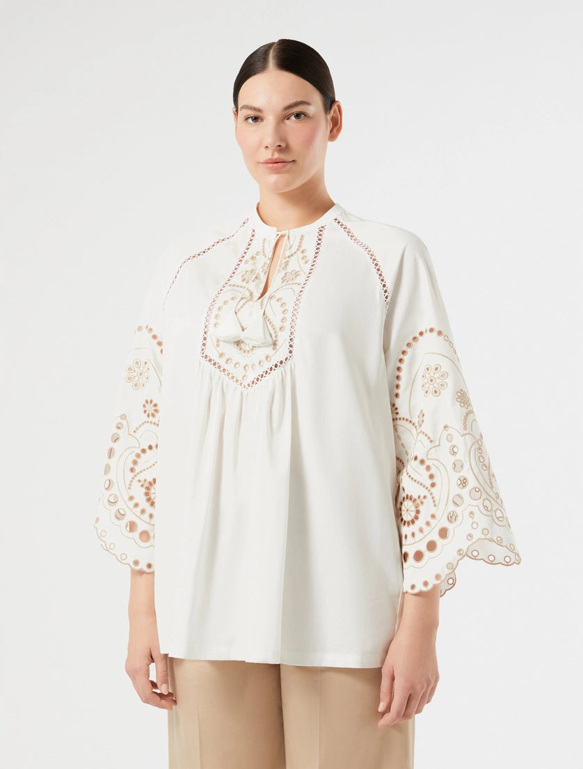 Marina Rinaldi Embroidered cotton satin tunic