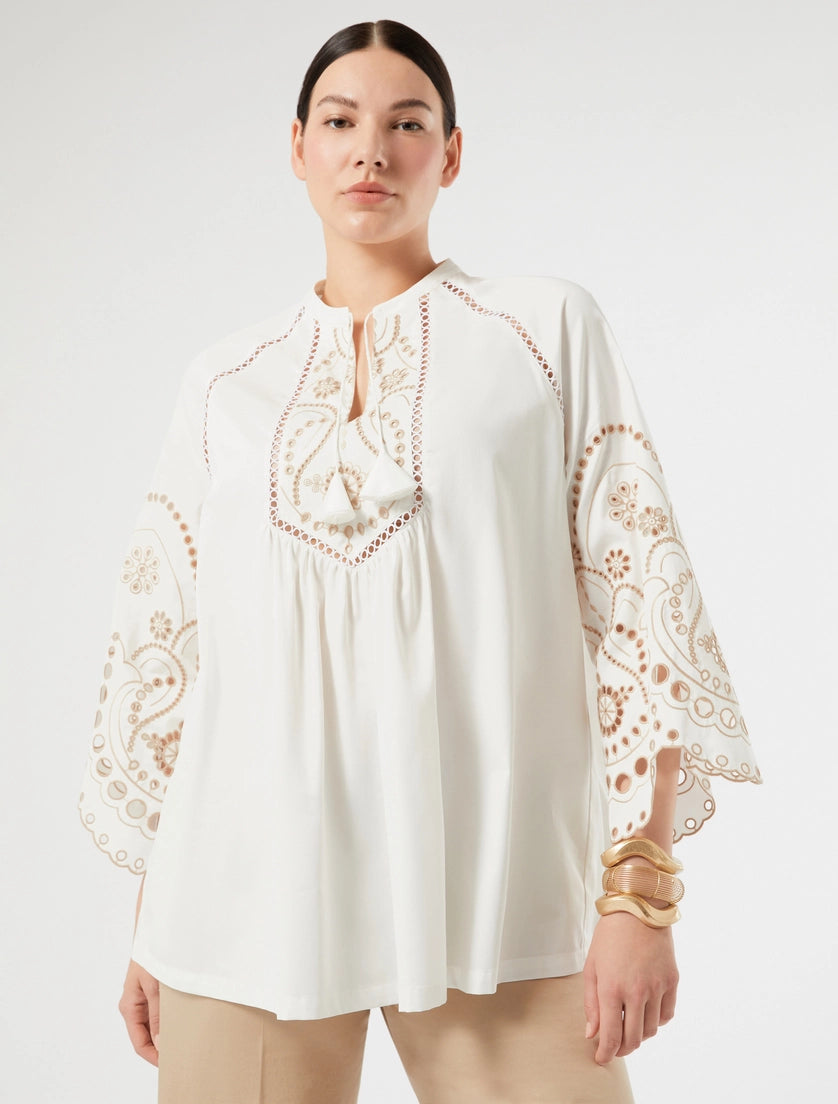 Marina Rinaldi Embroidered cotton satin tunic