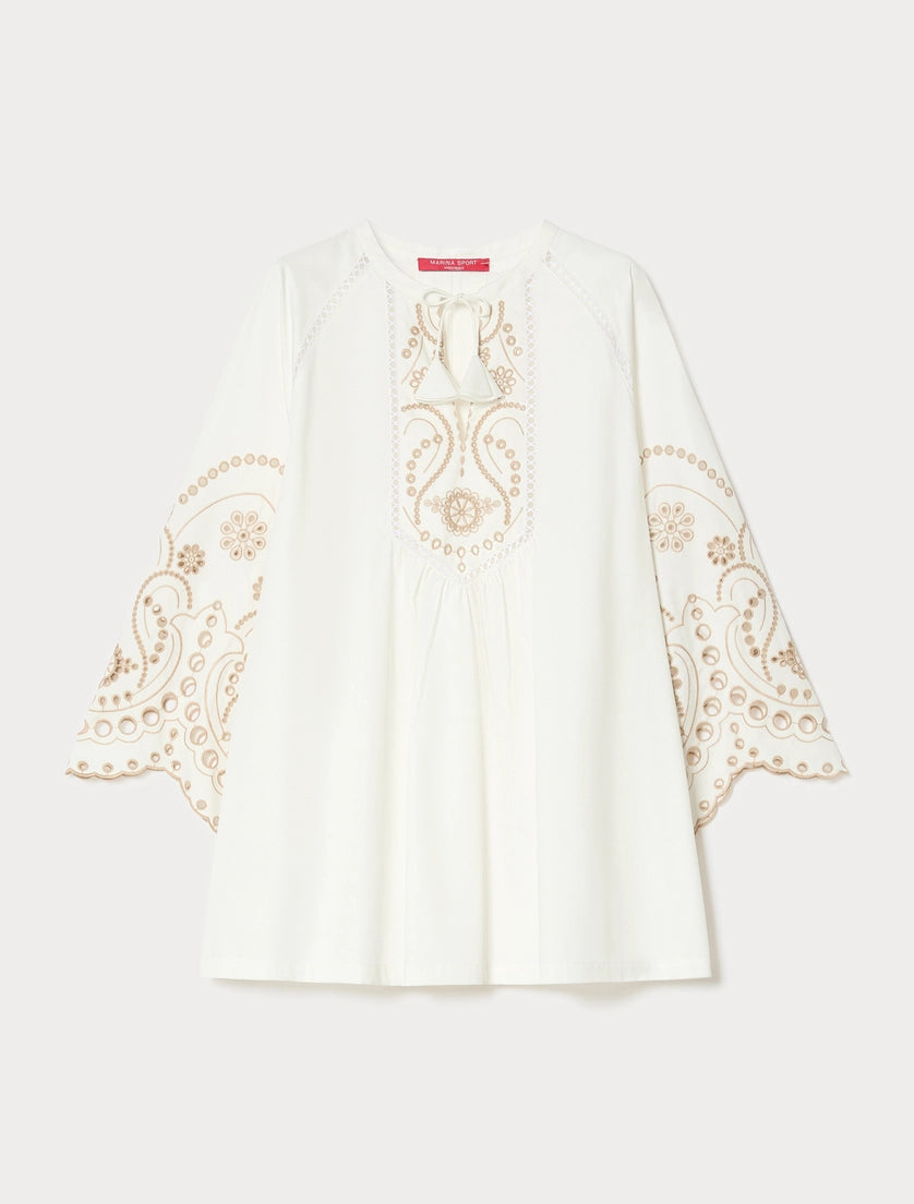 Marina Rinaldi Embroidered cotton satin tunic