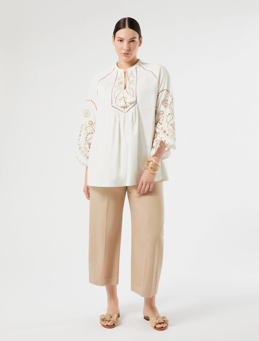Marina Rinaldi Embroidered cotton satin tunic