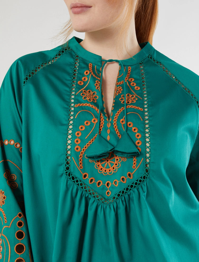 Marina Rinaldi Embroidered cotton satin tunic