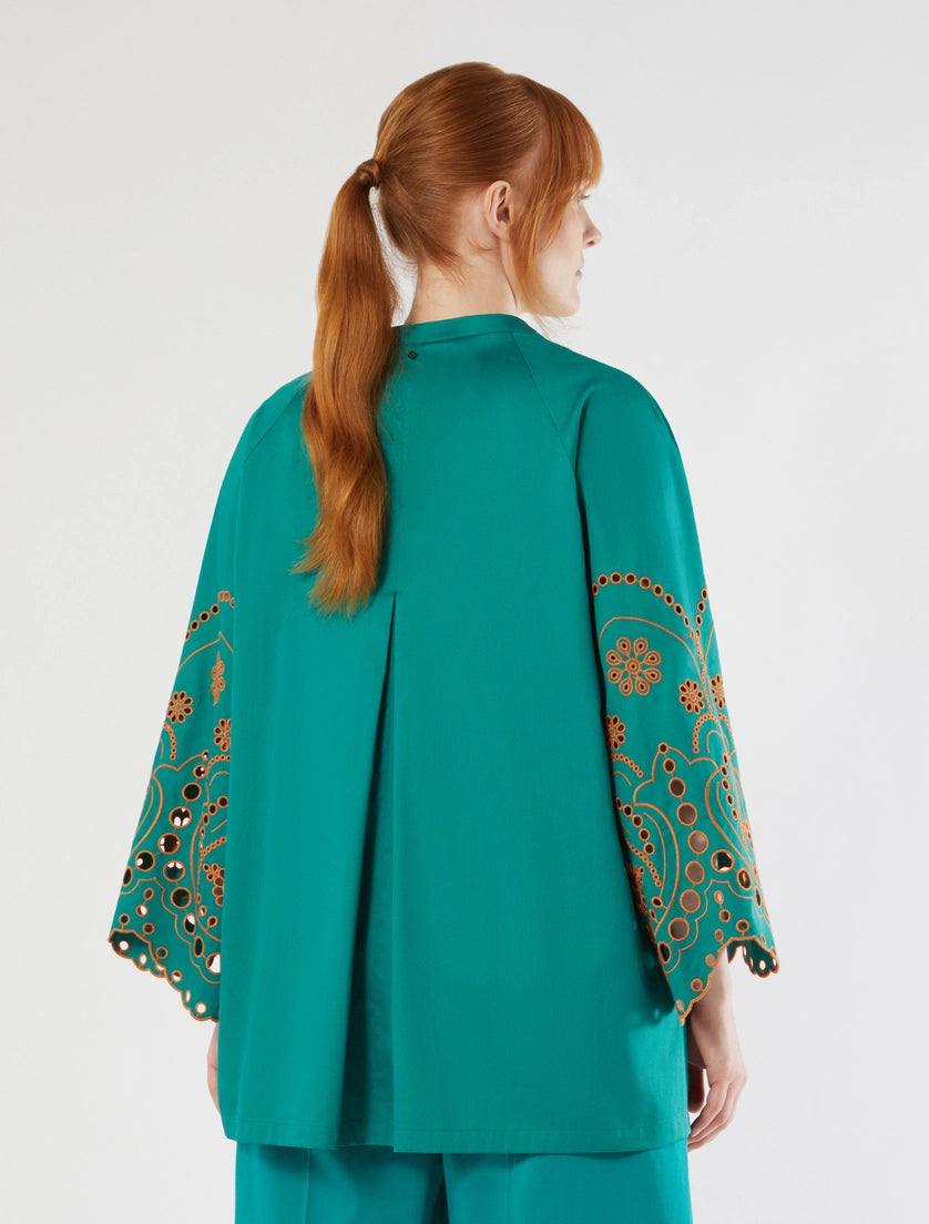 Marina Rinaldi Embroidered cotton satin tunic