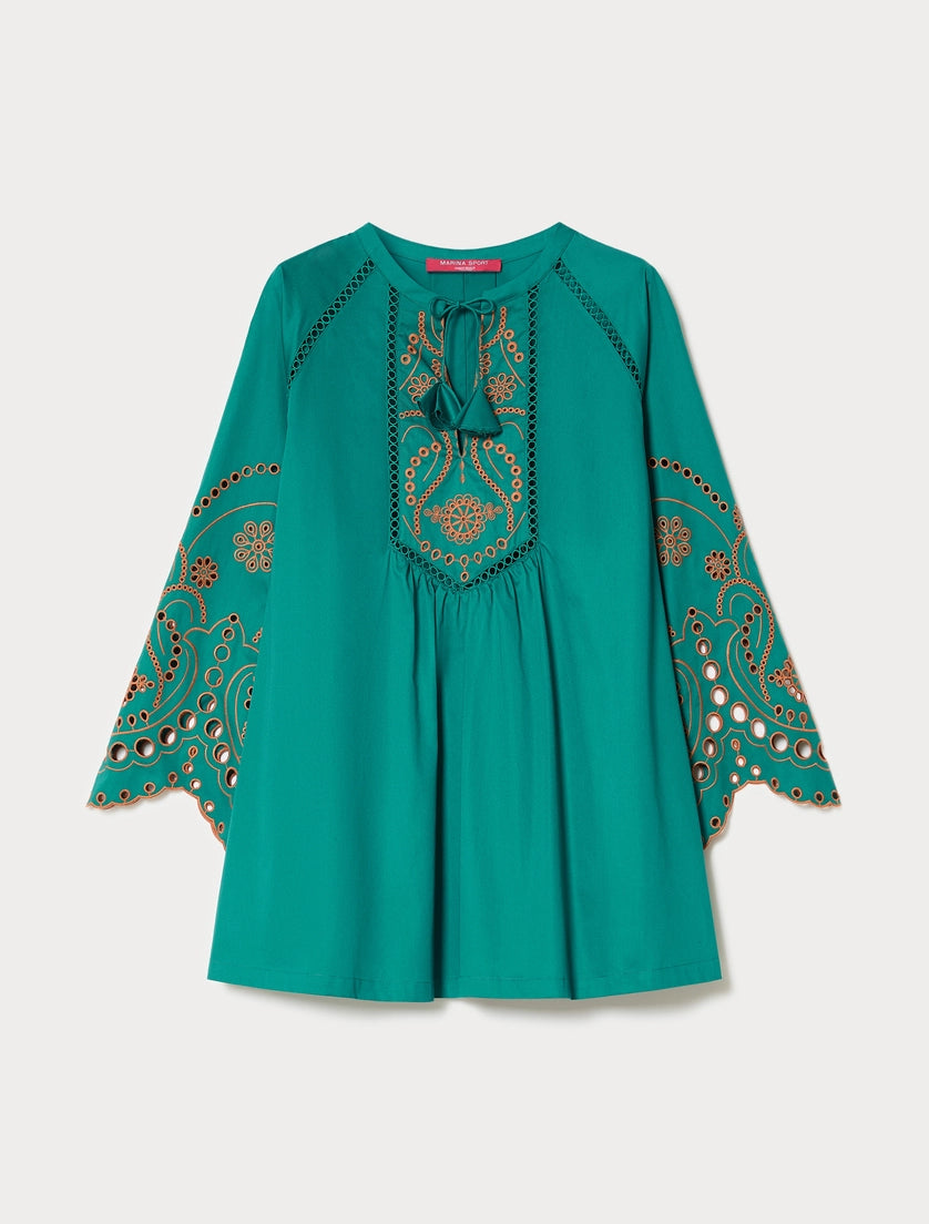 Marina Rinaldi Embroidered cotton satin tunic